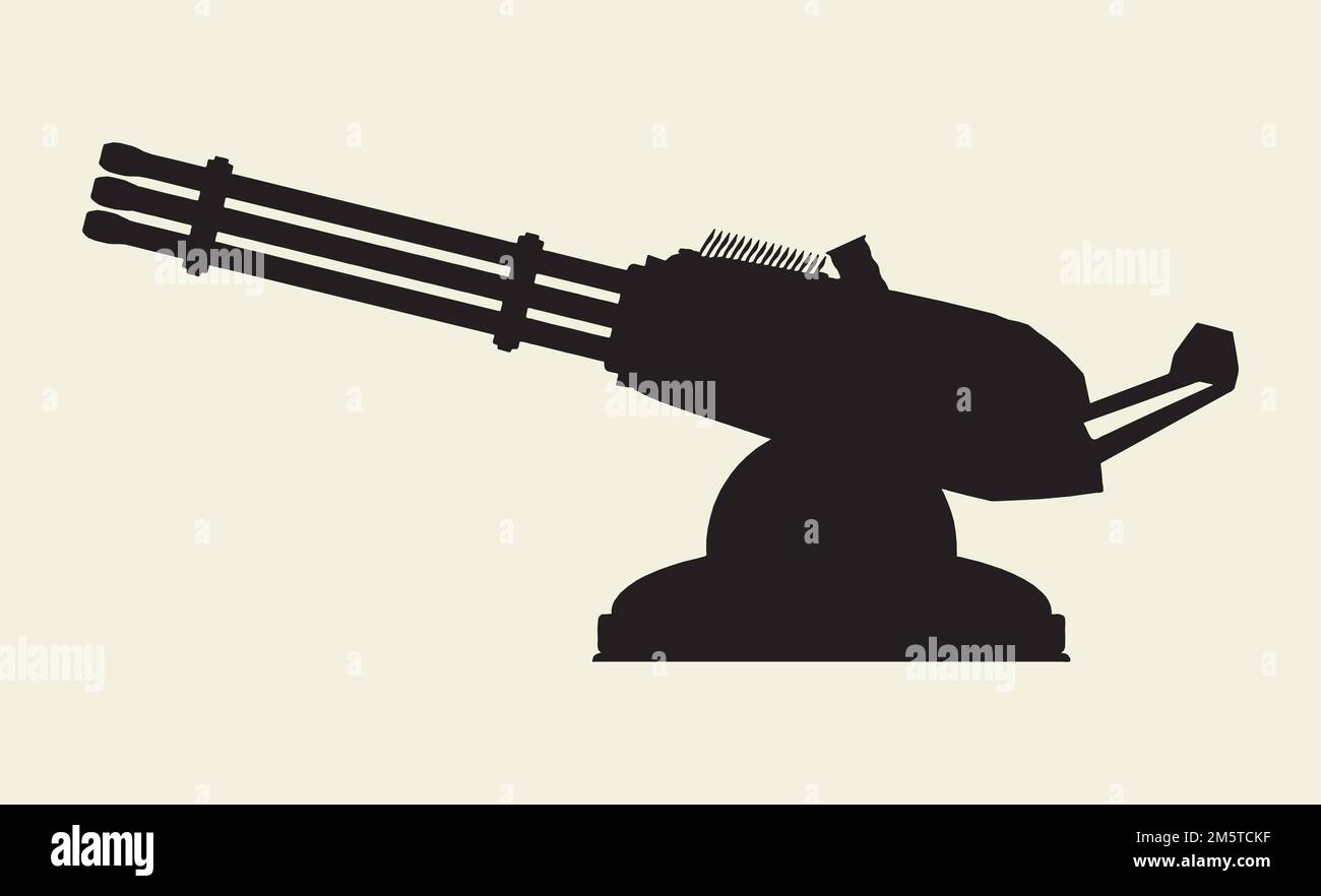 Modern Gatling Style Gun Arms Vector. Illustration Isolated On White Background. A vector illustration Of A Gatling Arms. Stock Vector