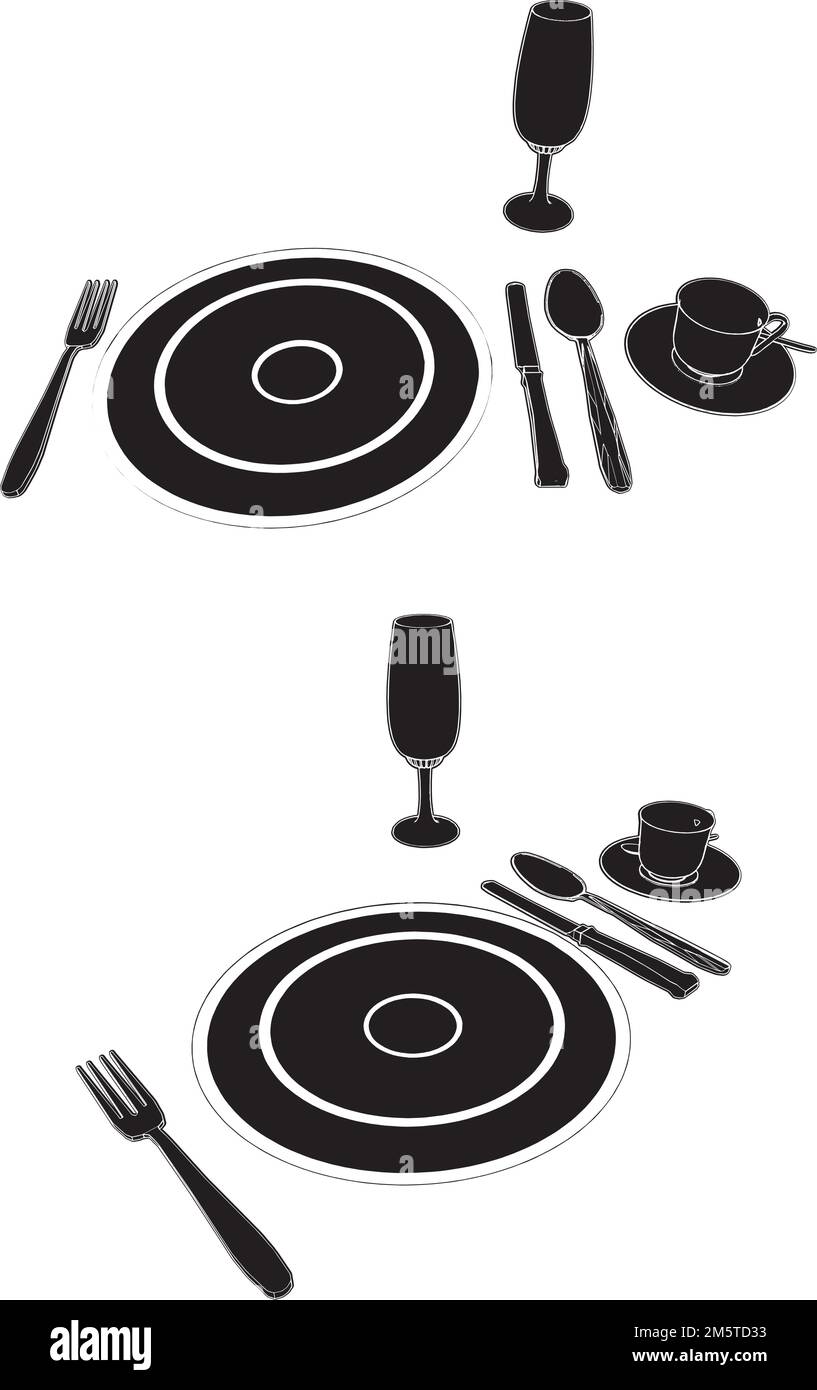 Service Table Set Vector. Illustration Isolated On White Background. A