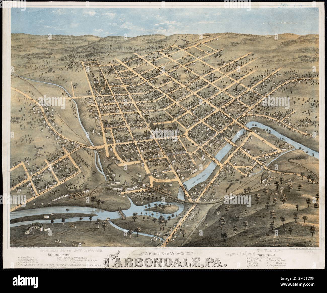 Carbondale Map Hi Res Stock Photography And Images Alamy Birds Eye View Of Carbondale Pa Includes Index To Points Of Interest Lackawanna County Carbondale 2M5TD9K 