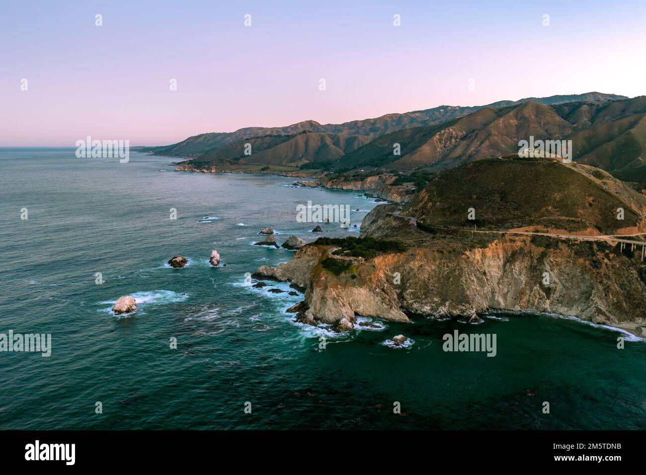 Aerial view of the beautiful Big Sur California coast Stock Photo