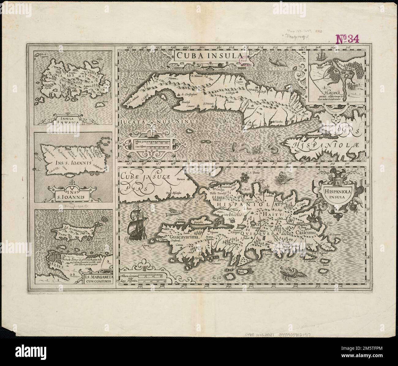 Ancillary Maps Cuba Insula ; Hispaniola Insula. Relief shown pictorially. Prime ...
