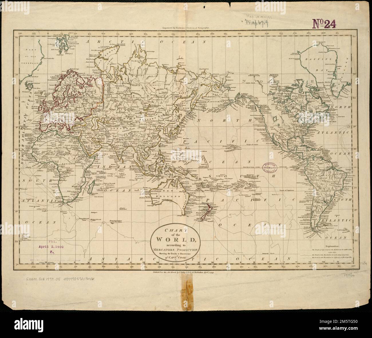 Chart of the world according to Mercators projection, shewing the ...