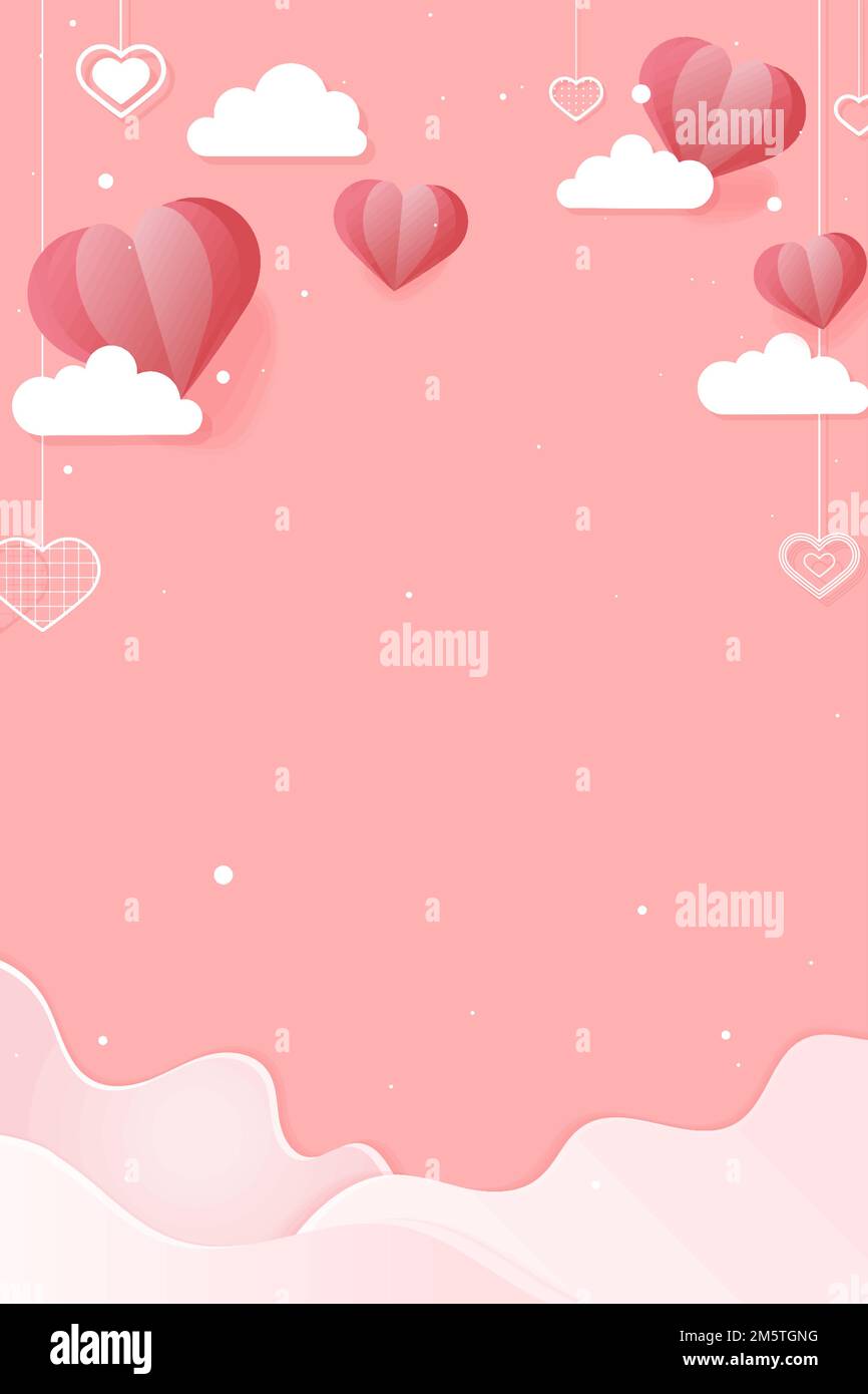 Vector dangling hearts cloud wave pink background Stock Vector Image ...