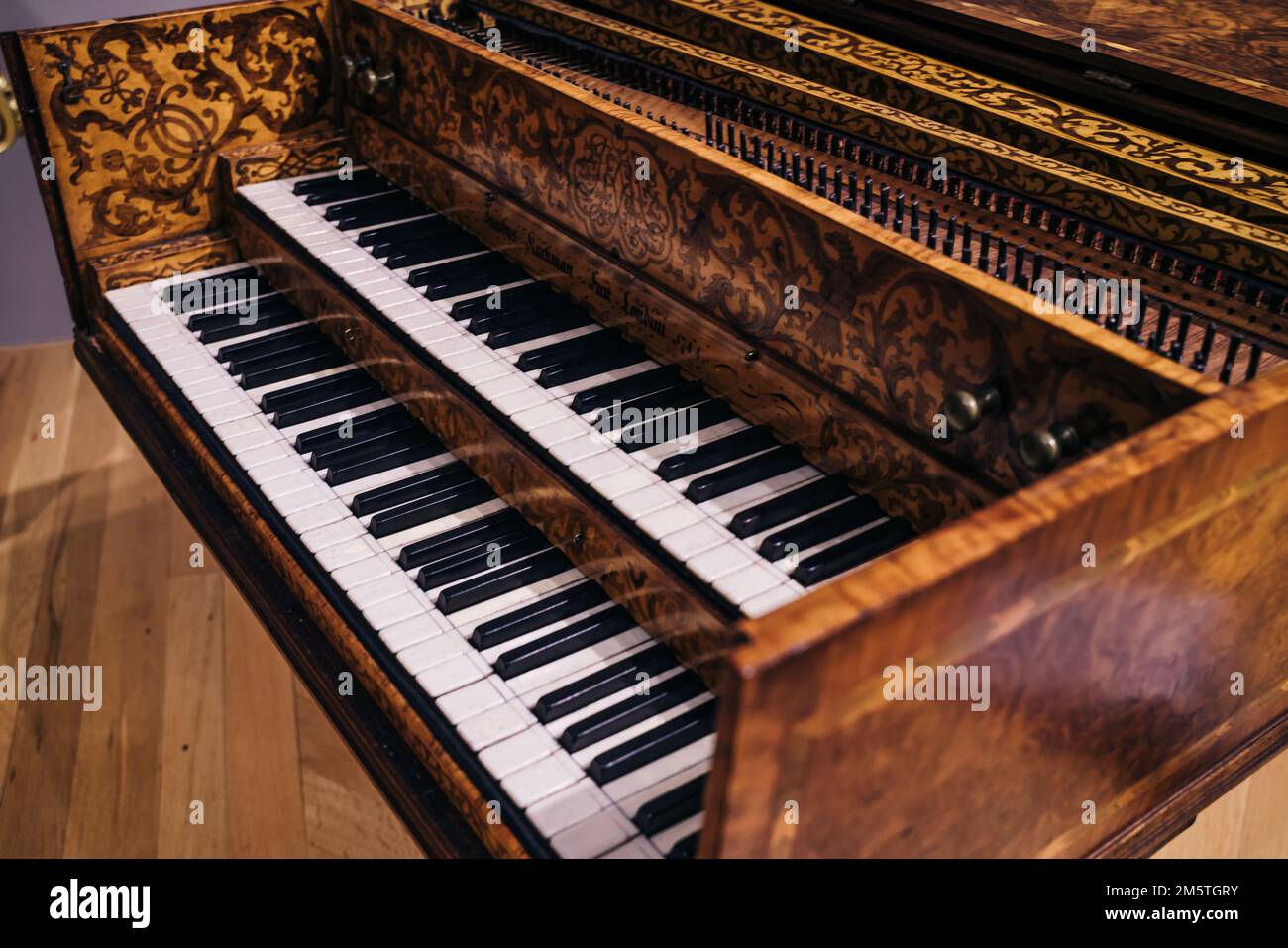 Keyboard of harpsichord (selective focus). High quality photo Stock Photo