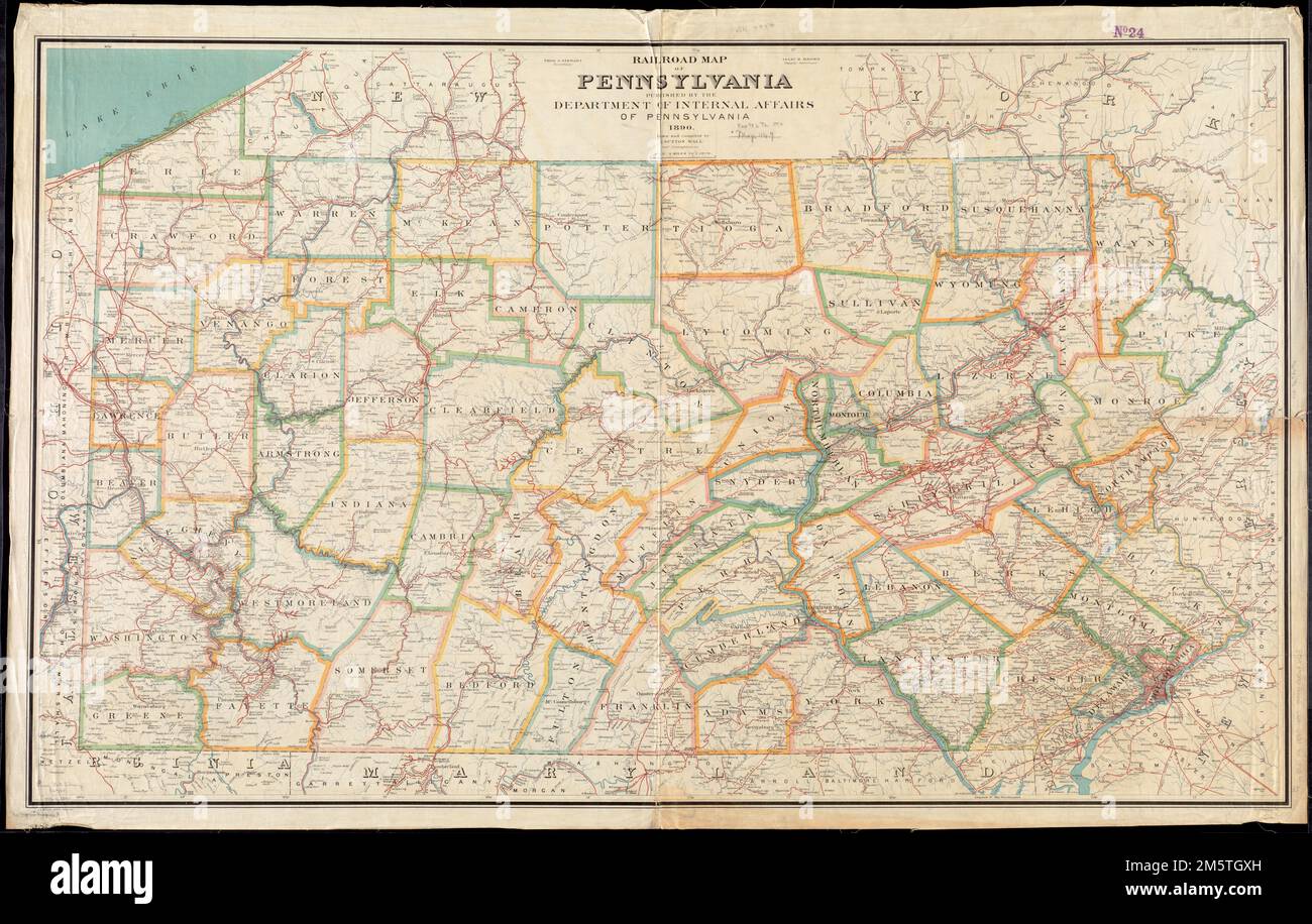 Rail road map of pennsylvania covers also part of new york new jersey