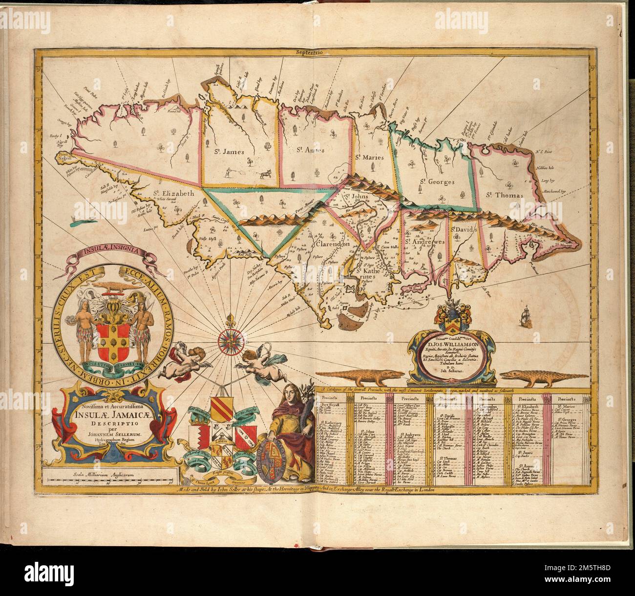 Novissima et accuratissima Insulae Jamaicae. Relief shown pictorially