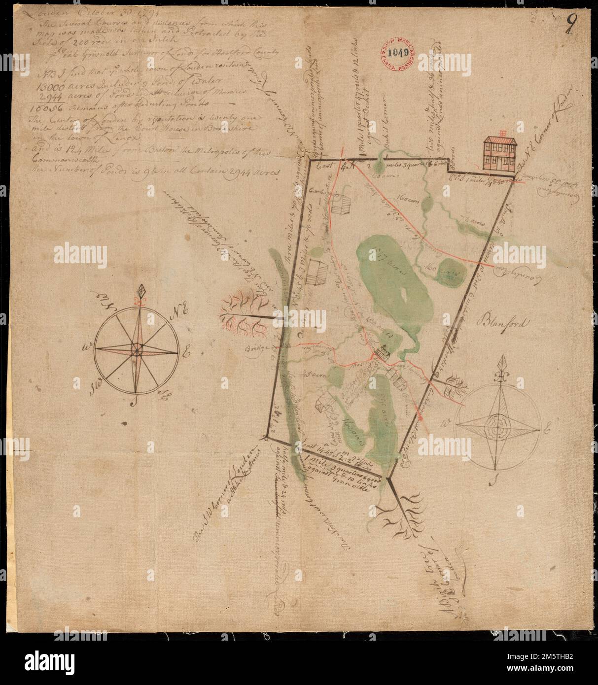 Plan of Otis (Loudon), surveyor's name not given, dated October 30, 1794..... , Massachusetts  , Berkshire  ,county   , Otis Stock Photo