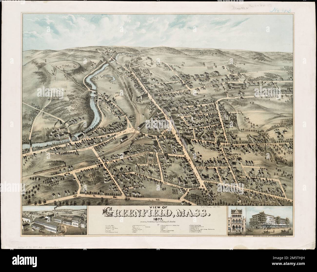 View of Greenfield, Mass. Includes index to points of interest and ill