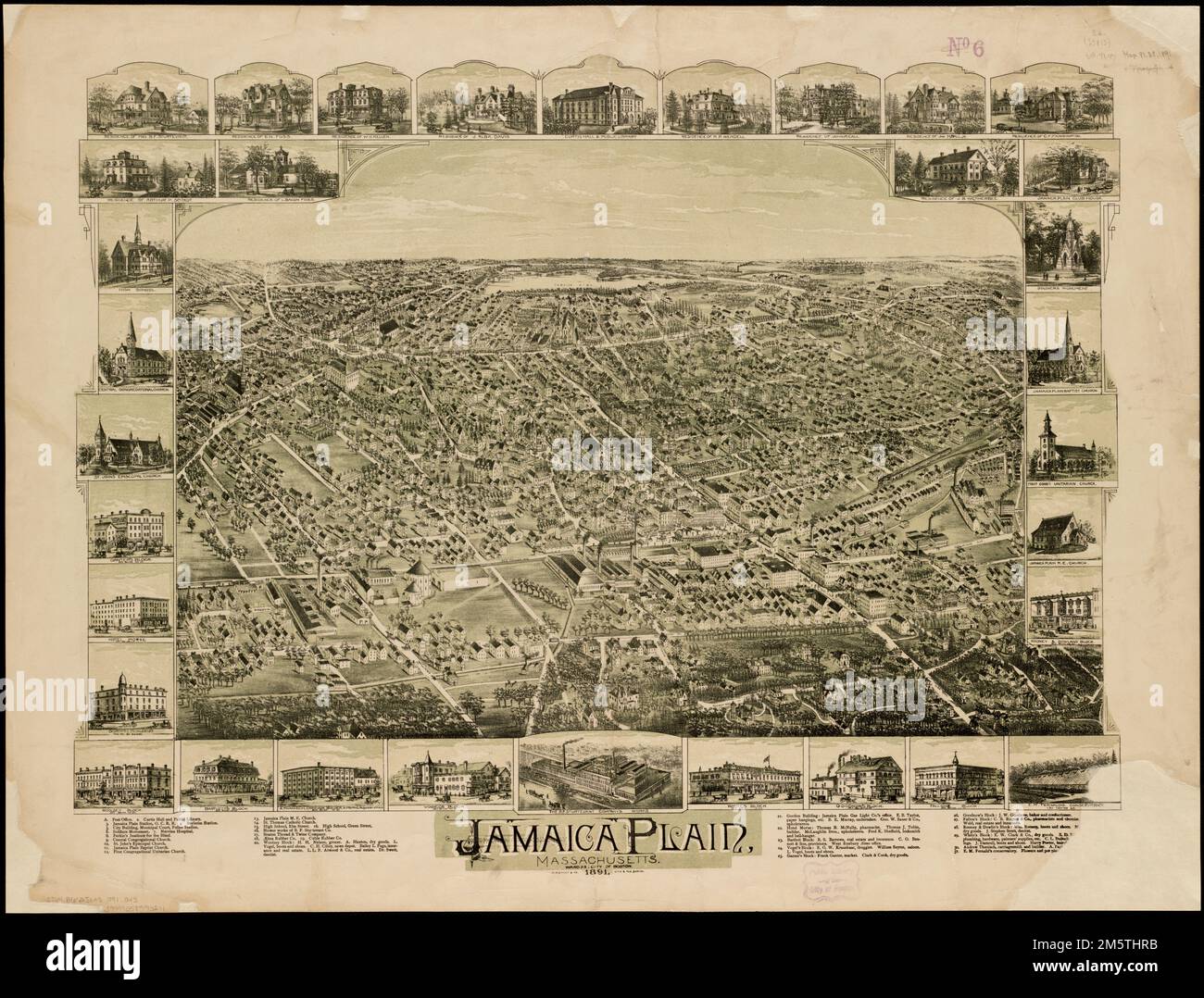 Jamaica Plain, Massachusetts : Ward 23, City of Boston, 1891. Bird's-eye view. Includes ill 