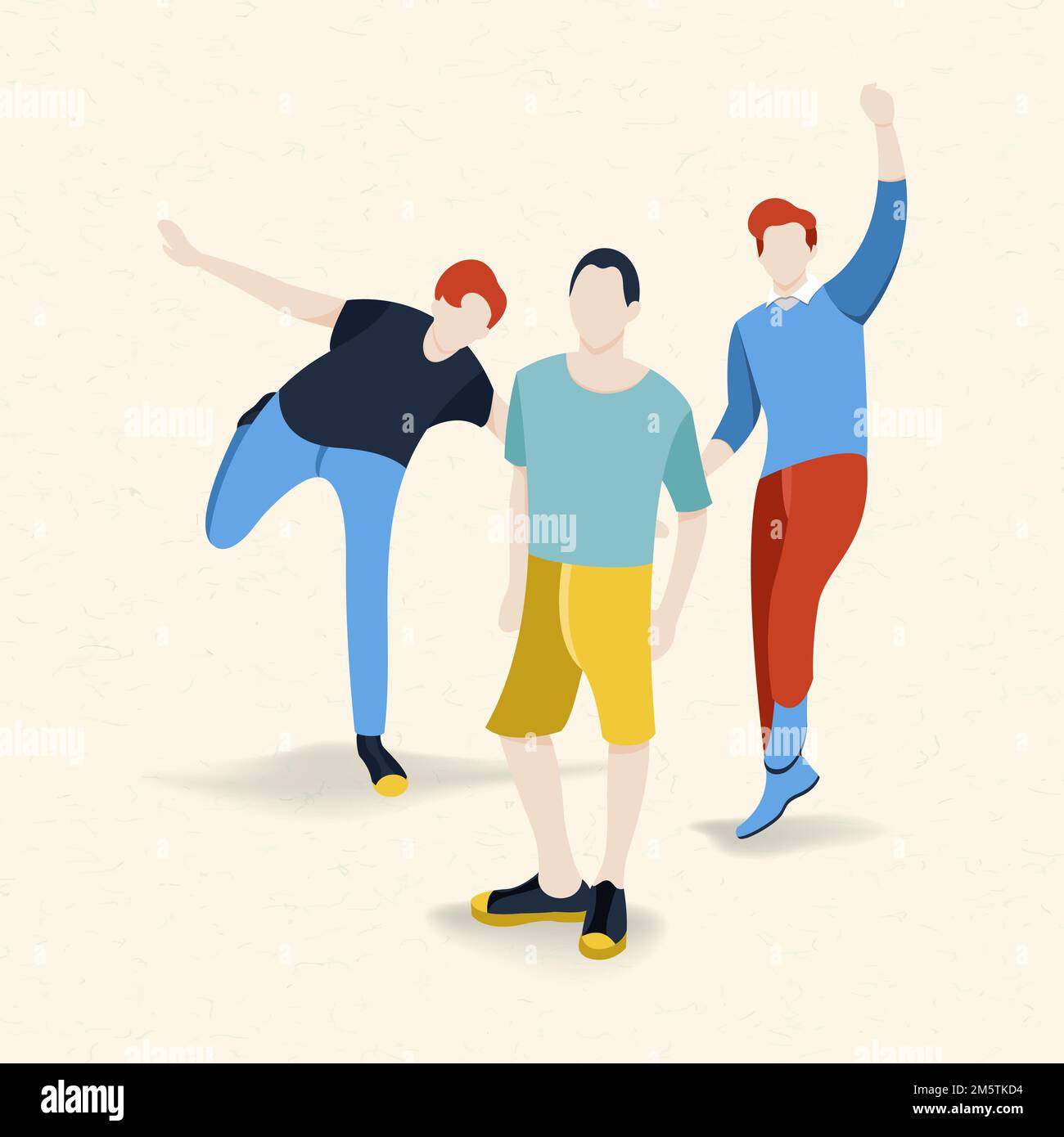 Diverse male character on beige background vector set Stock Vector ...