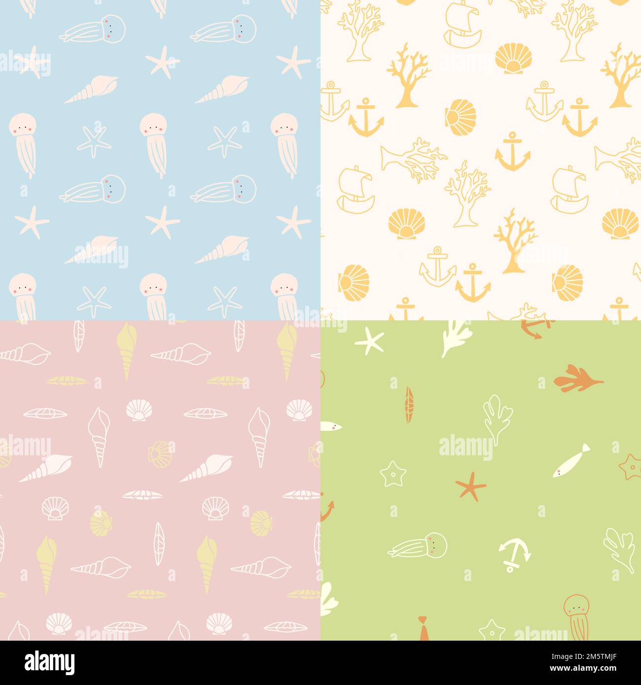 Underwater animals seamless pattern collection vector Stock Vector ...
