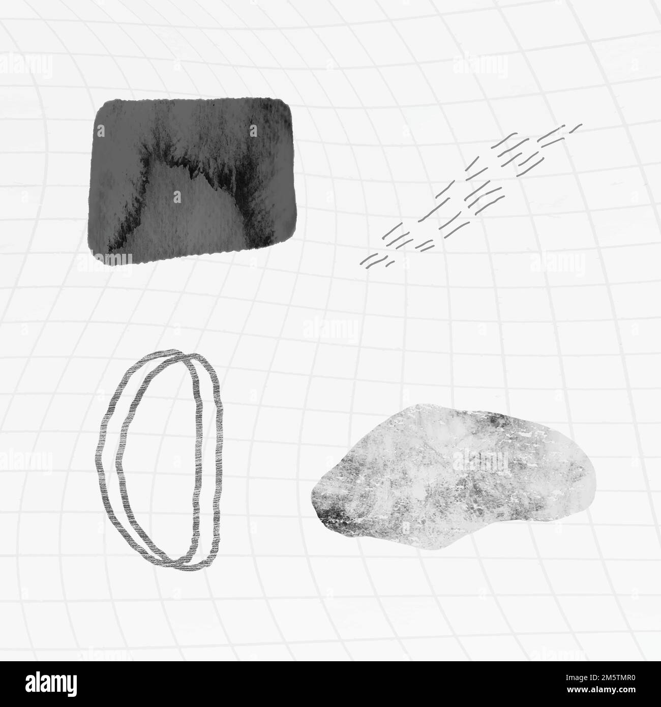 Scribble strokes and gray stone textures design element collection vector Stock Vector