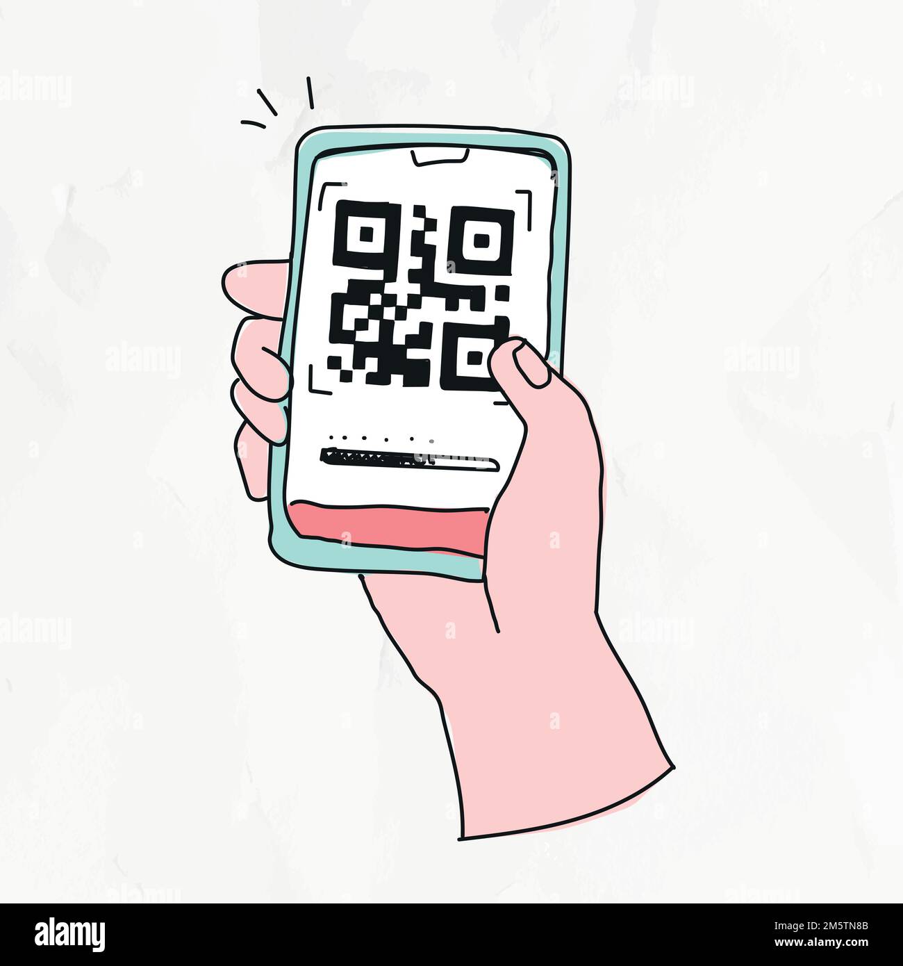 QR code vector cashless payment COVID-19 doodle illustration Stock Vector