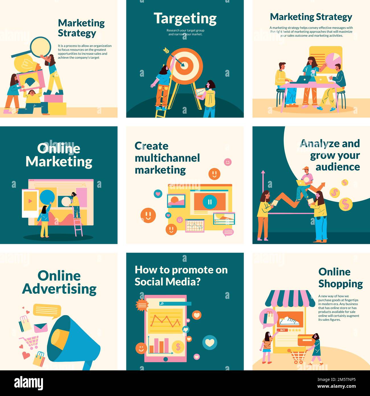 Marketing strategy flat design vector editable template Stock Vector ...