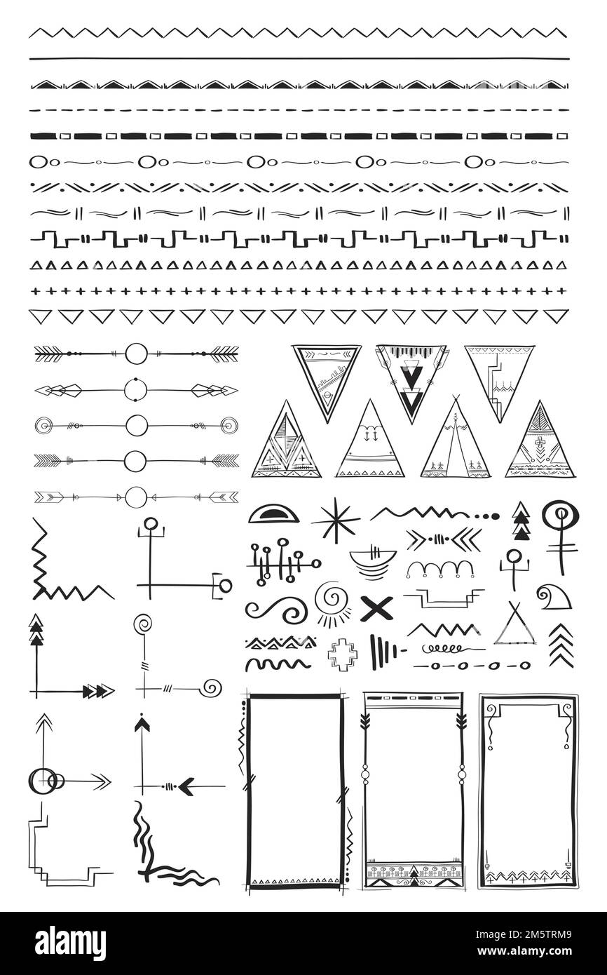Vector doodle hand drawn ornamental boho style set Stock Vector Image ...