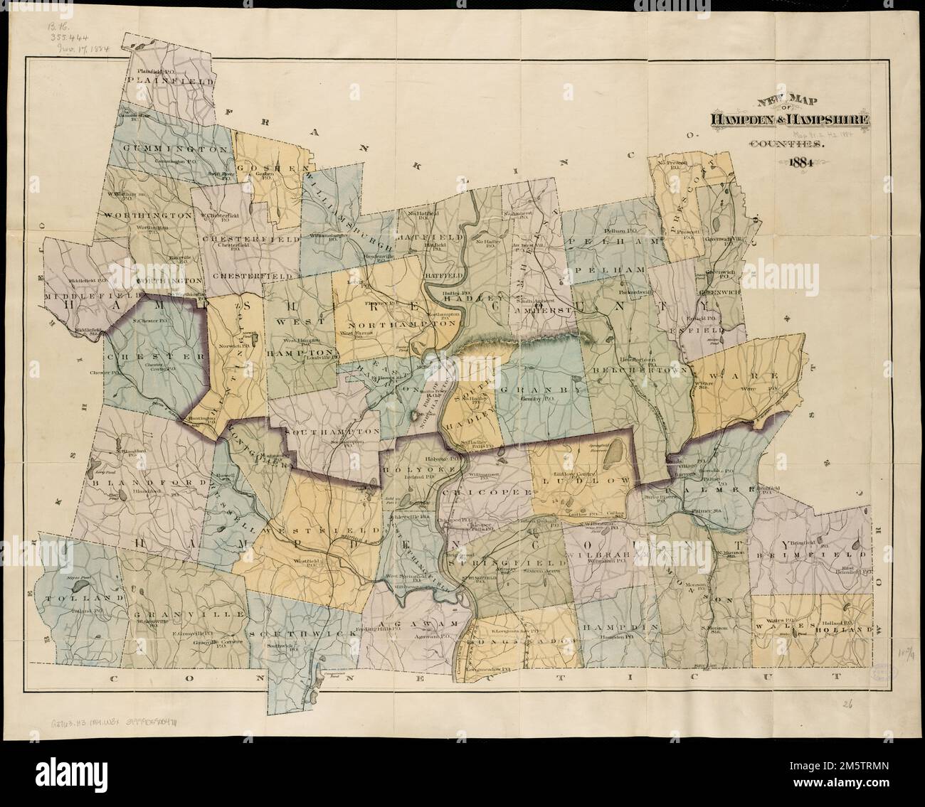 New Map Of Hampden And Hampshire Counties 1884 Relief Shown By Hachures New Map Of Hampden 7062