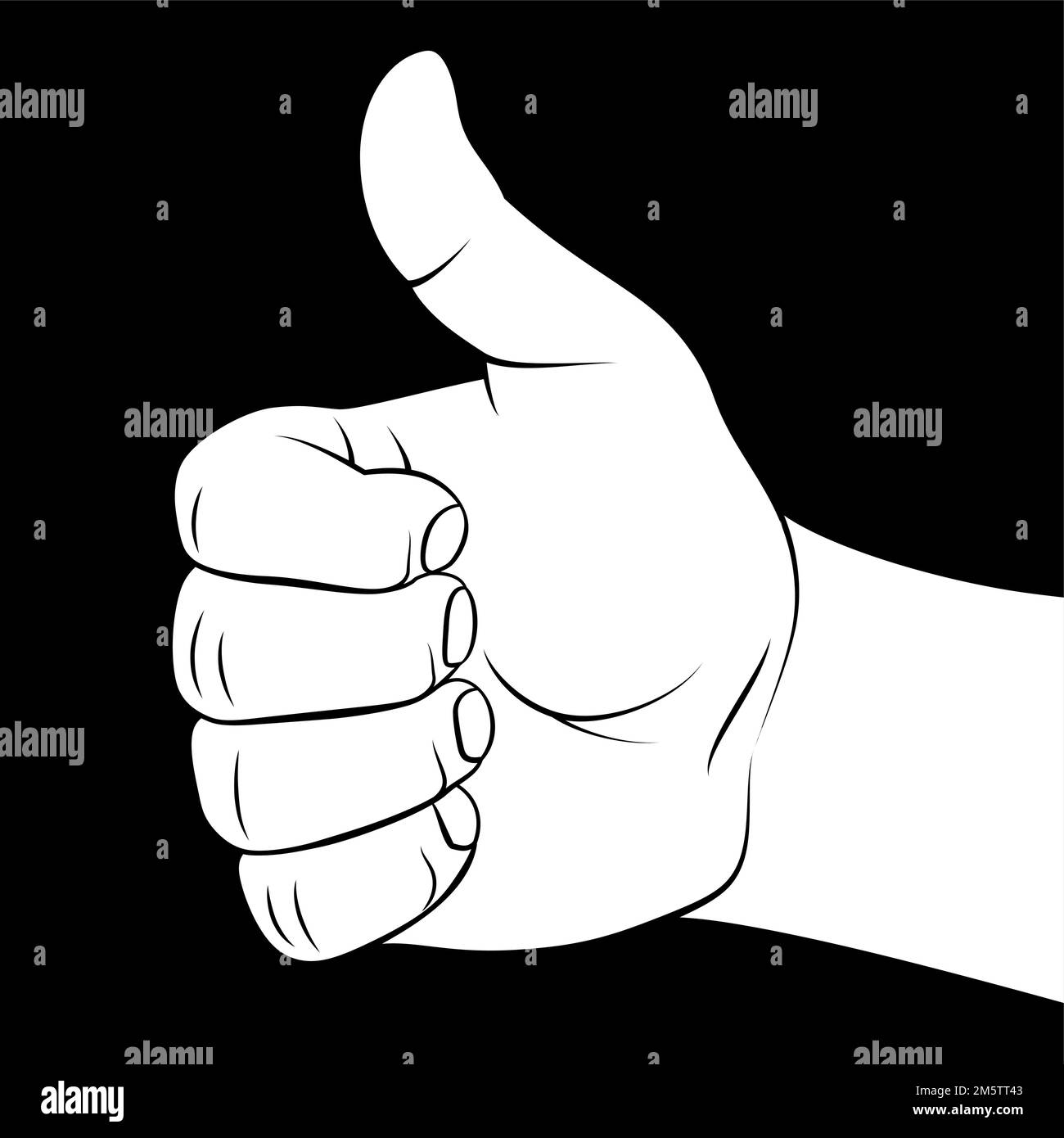 Hand Showing Symbol Like. Making a Thumb up Gesture. Like Positive Fist on White. Sign for Web, Poster, or InfoGraphic. Thin Line Icon for Website Des Stock Vector