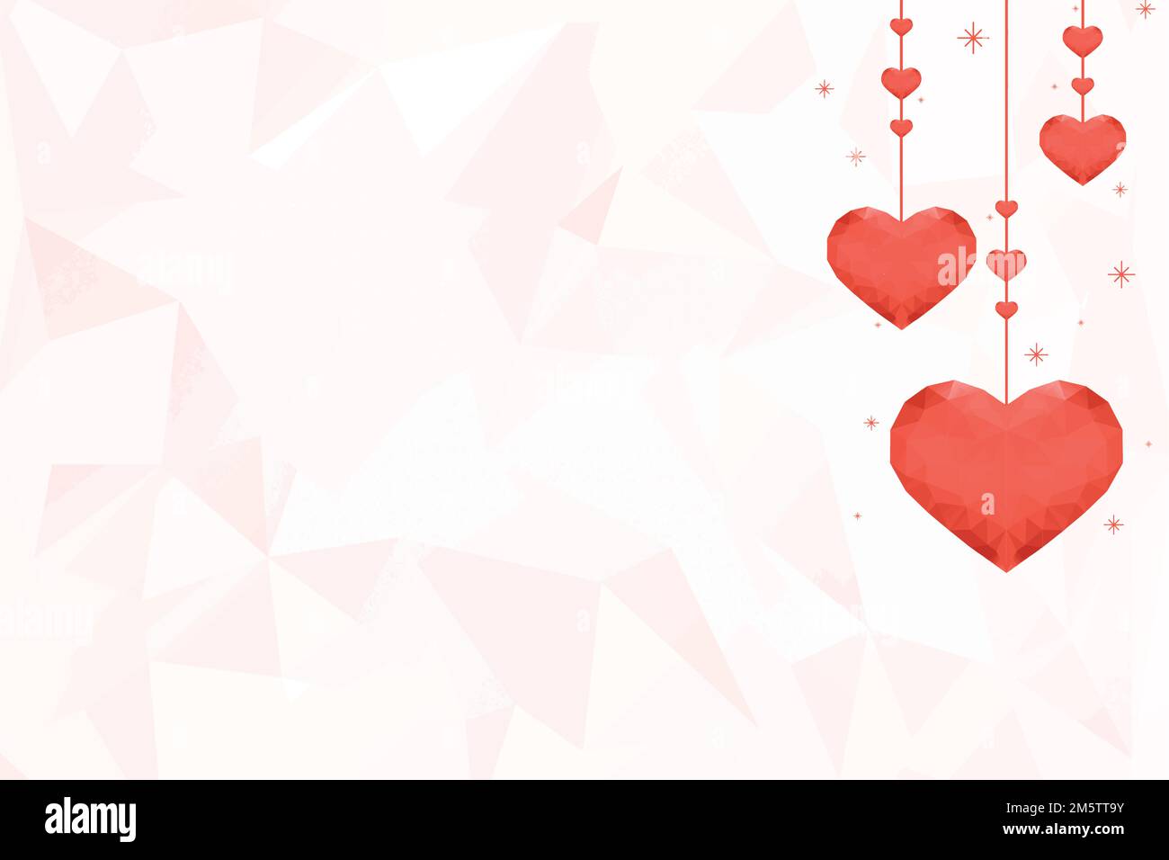 Vector hanging orange hearts background prism pattern Stock Vector