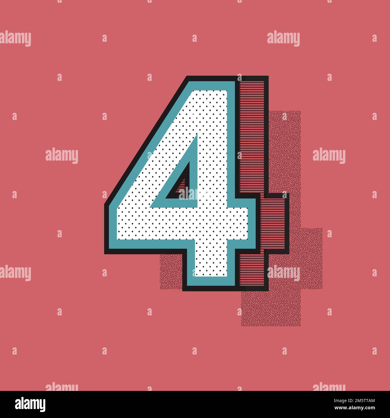Number 4 isometric halftone effect typography vector Stock Vector Image Number 4 isometric halftone effect typography vector Stock Vector Image