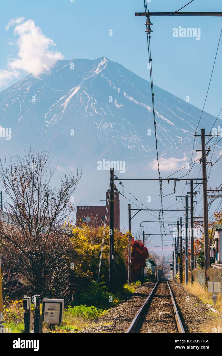 A scenic view of Mt Fuji from a railroad Stock Photo - Alamy