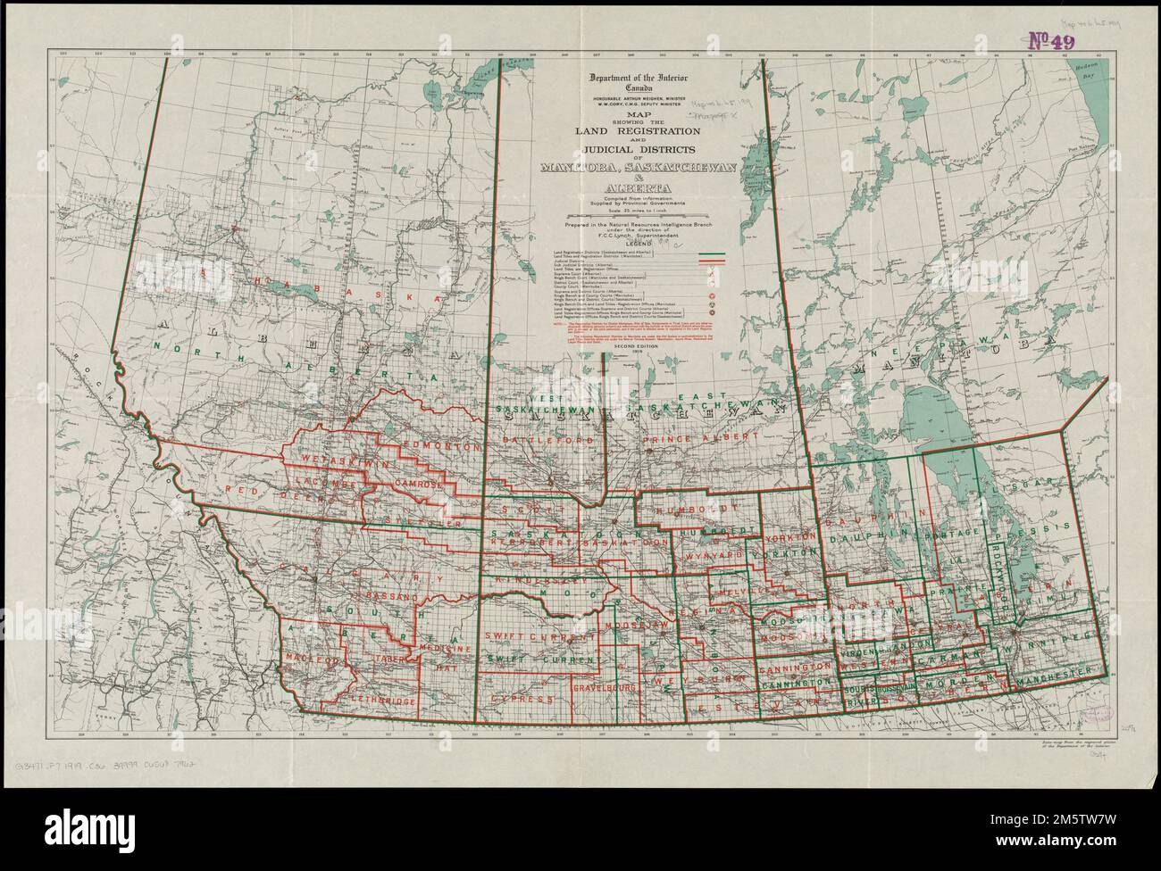 Map showing the land registration and judicial districts of Manitoba