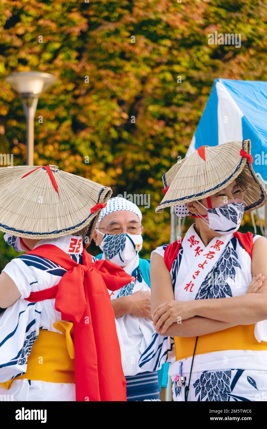 Performers dancers dressed in Traditional outfit during Culture Day Stock Photo