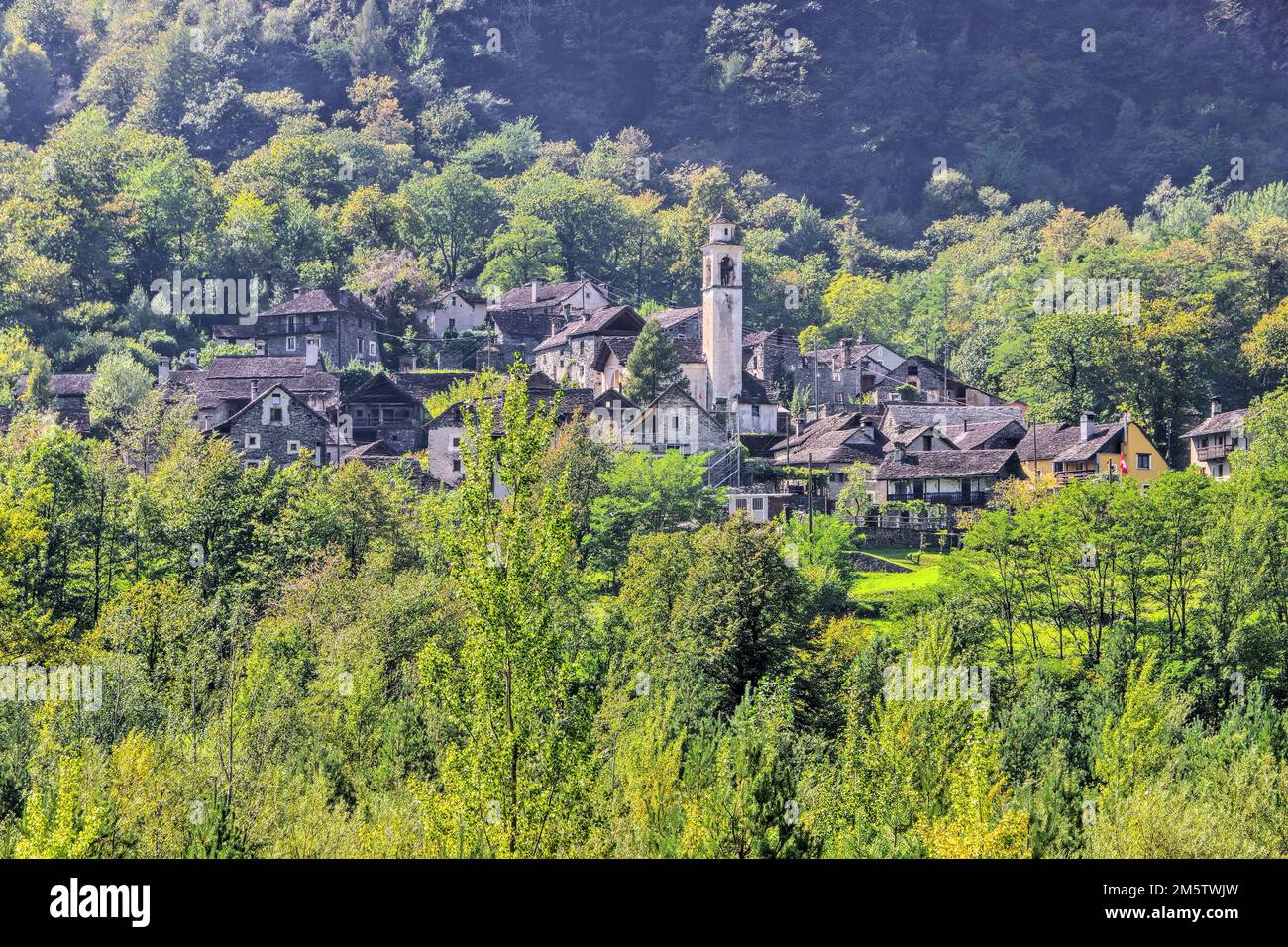 Boschetto in the Maggia Valley, Ticino in Switzerland, Europe Stock Photo