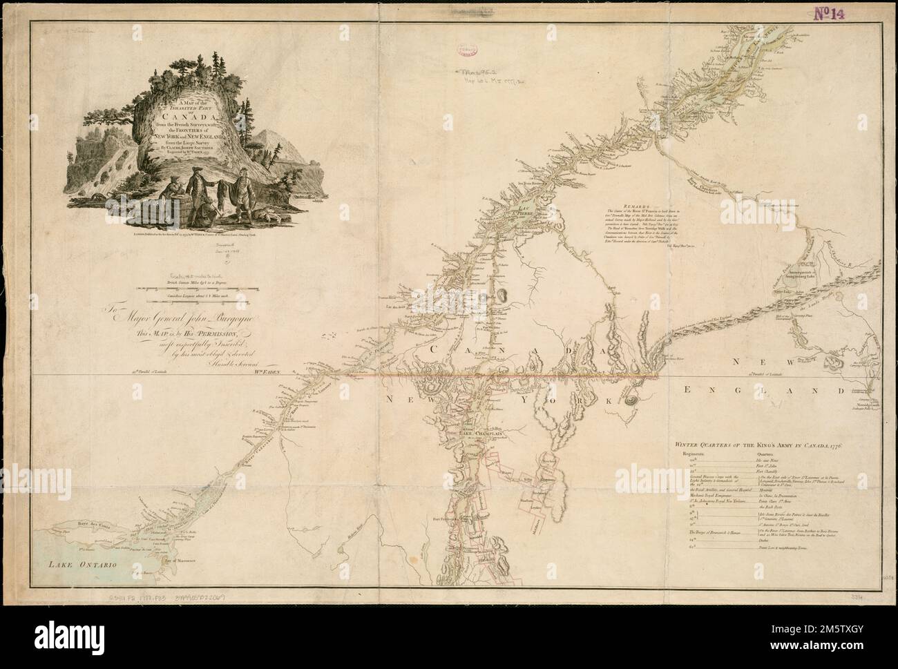 A map of the inhabited part of - A Map Of The Inhabited Part Of Canada From The French Surveys With The Frontiers Of New York And New England From The Large Survey By Claude Joseph Sauthier Relief Shown By Hachures And Pictorially Shows The Canadian United States Border From Lake Ontario Along The St Lawrence River To 45 N Latitude East To The Connecticut River And Northeast Along The Height Of The Land Coverage Of Areas Away From The Boundary Is Focused Upon The Southern Portion Of Quebec And The Northern Portion Of New York State Including A Portion Of The Area Which Later Became Vermont Dedication To Major G 2M5TXGY 