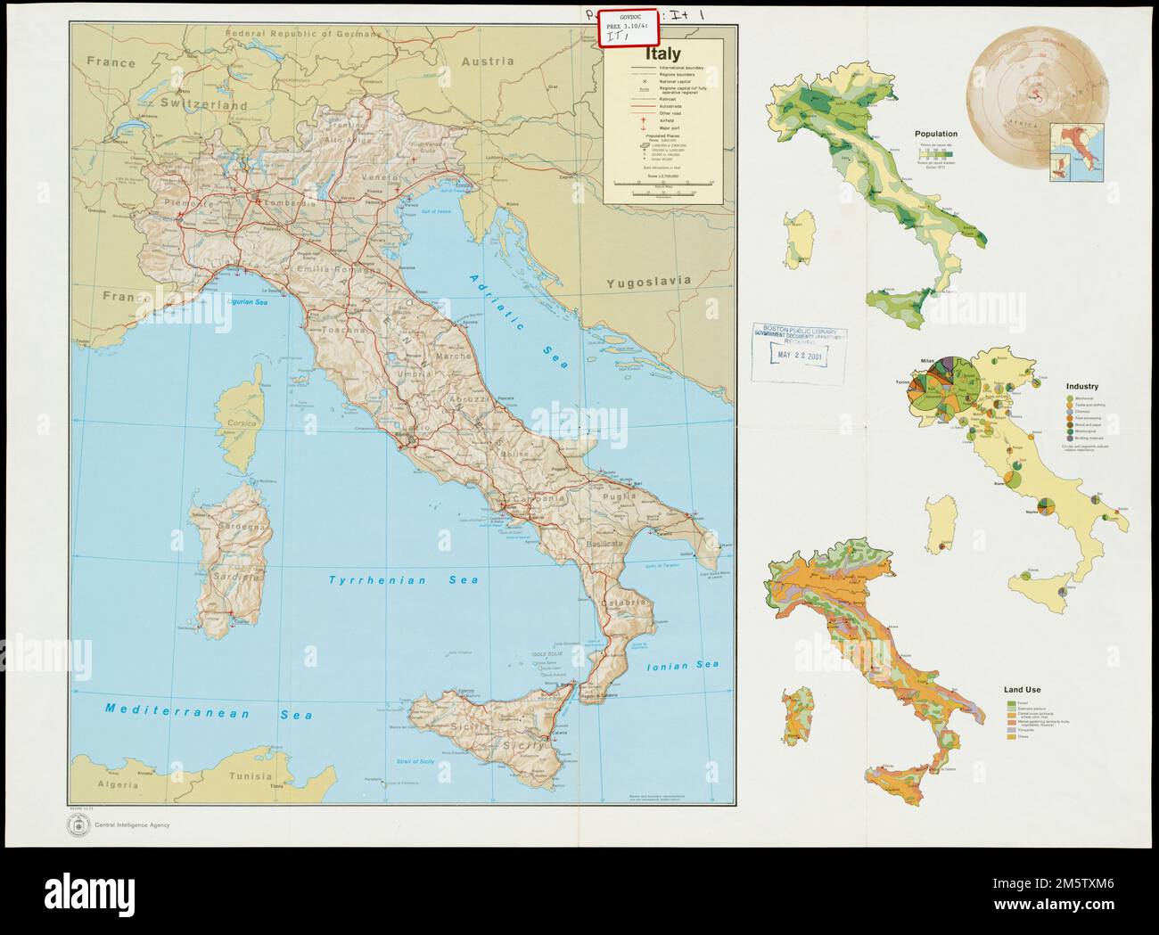 Italy. Relief shown by shading and spot heights. "11-73." "501445 