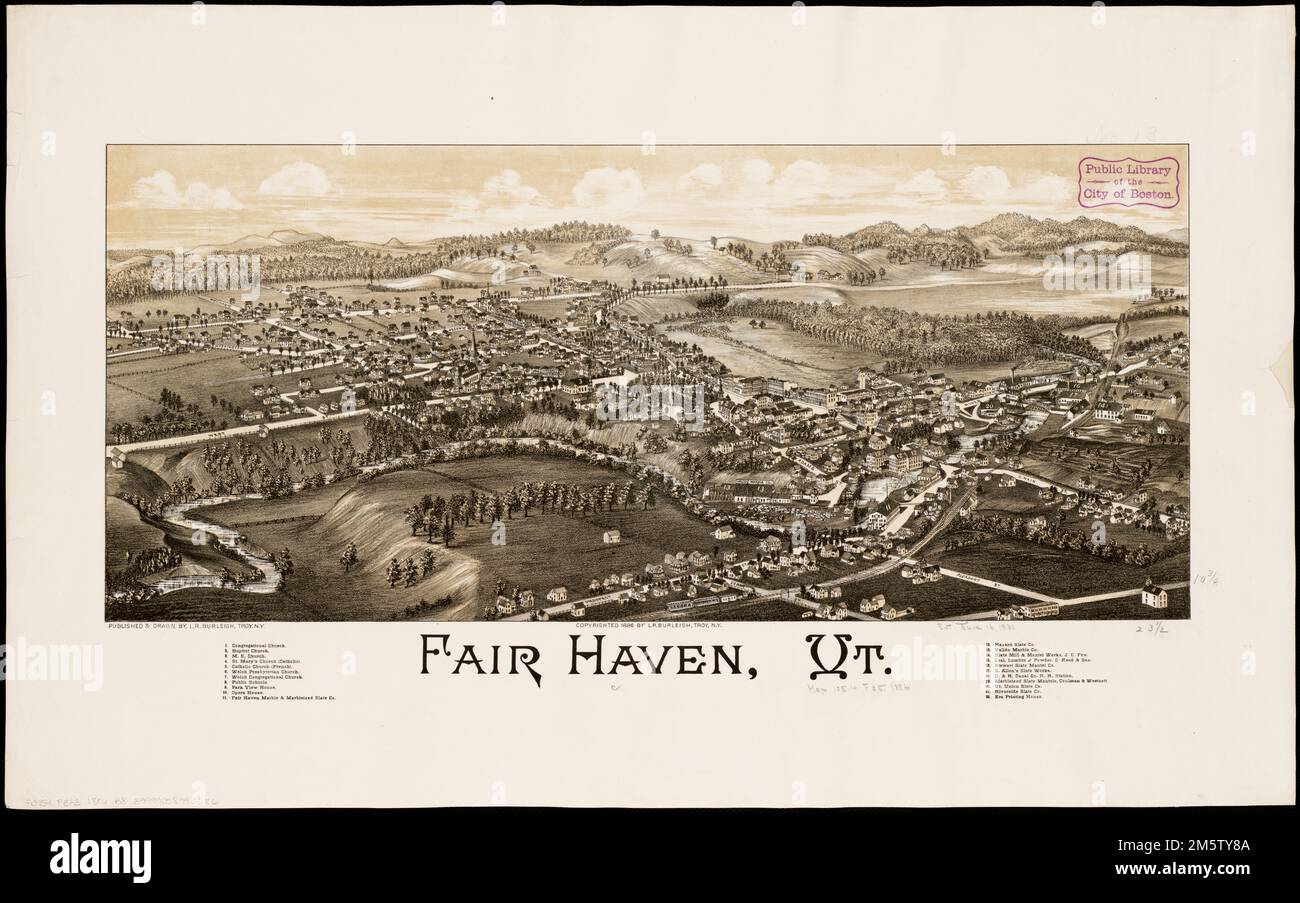 Fair Haven, Vt. Bird'seye view. Indexed for points of interest