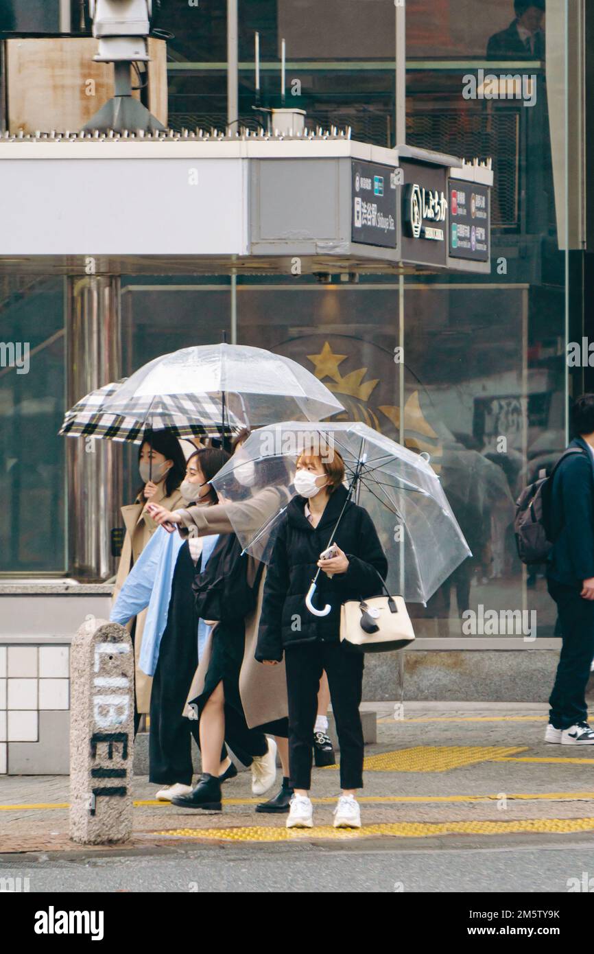 Pedestrian with umbrellas at Shibuya Stock Photo - Alamy