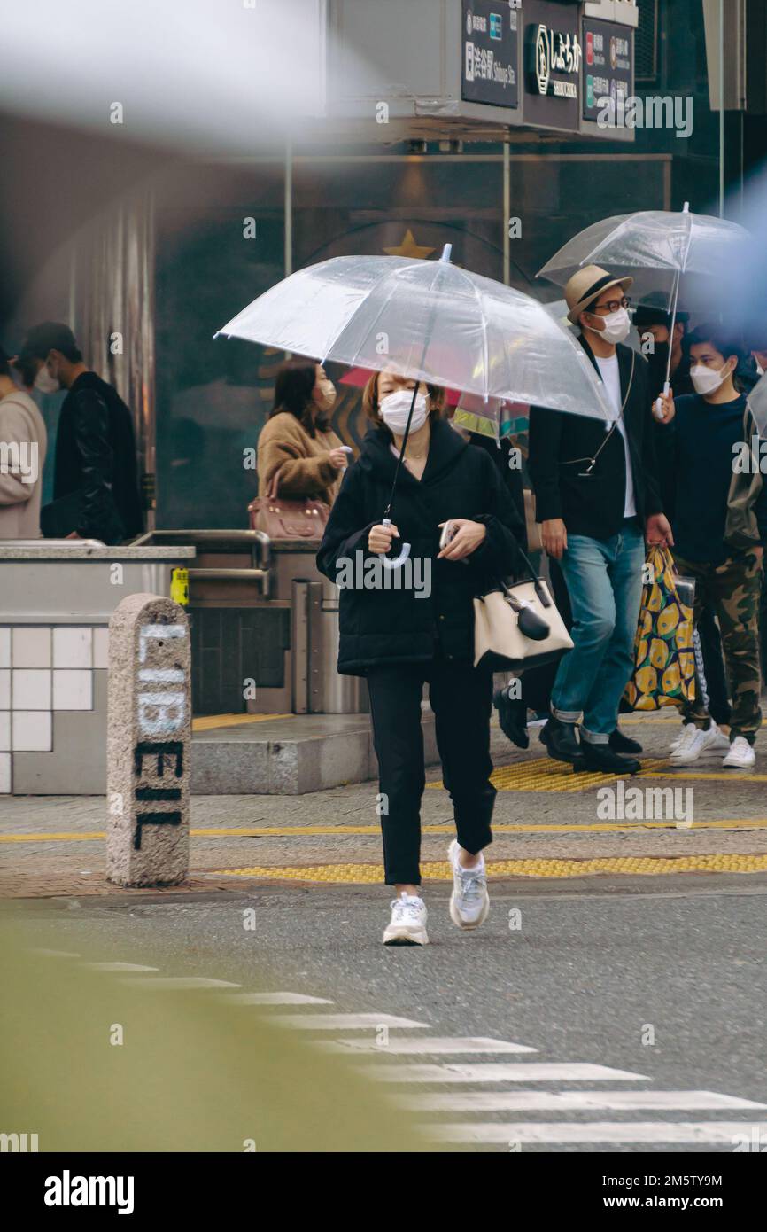 Pedestrian with umbrellas at Shibuya Stock Photo - Alamy