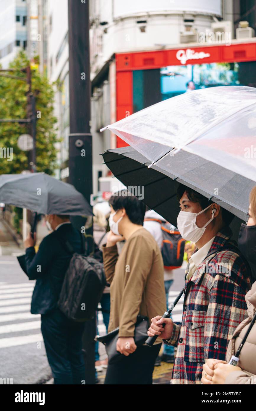 Pedestrian with umbrellas at Shibuya Stock Photo - Alamy