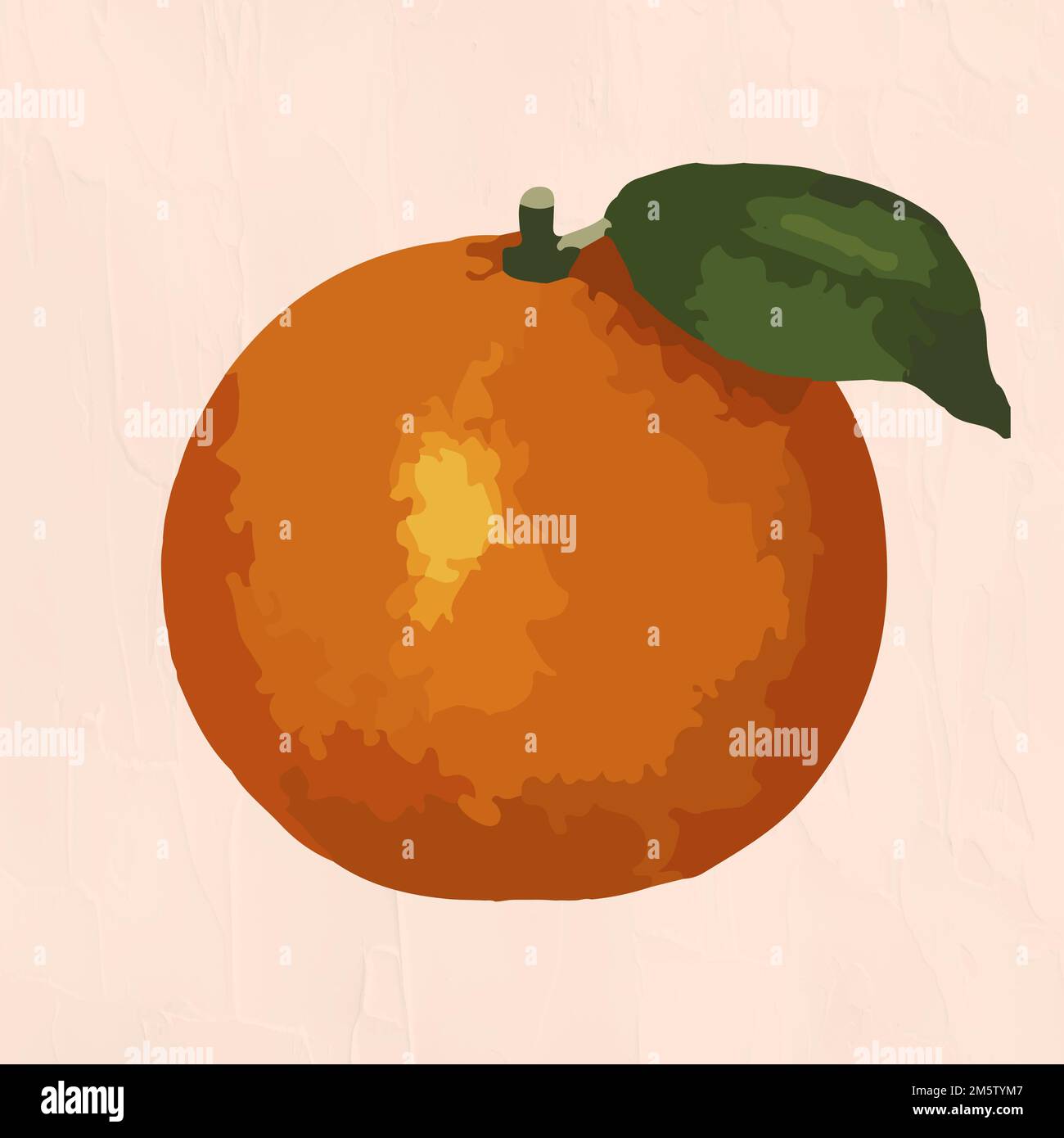 Hand drawn vectorized tangerine orange sticker design resource Stock