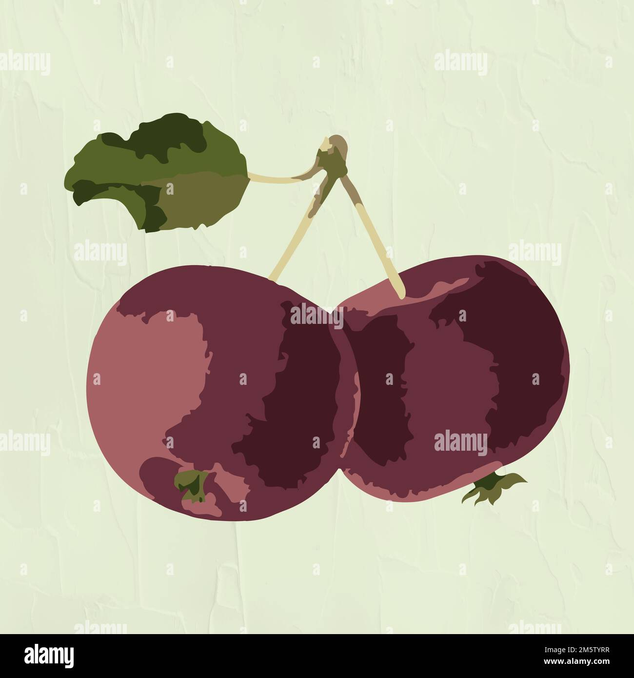 Vectorized red cherries sticker overlay design resource Stock Vector