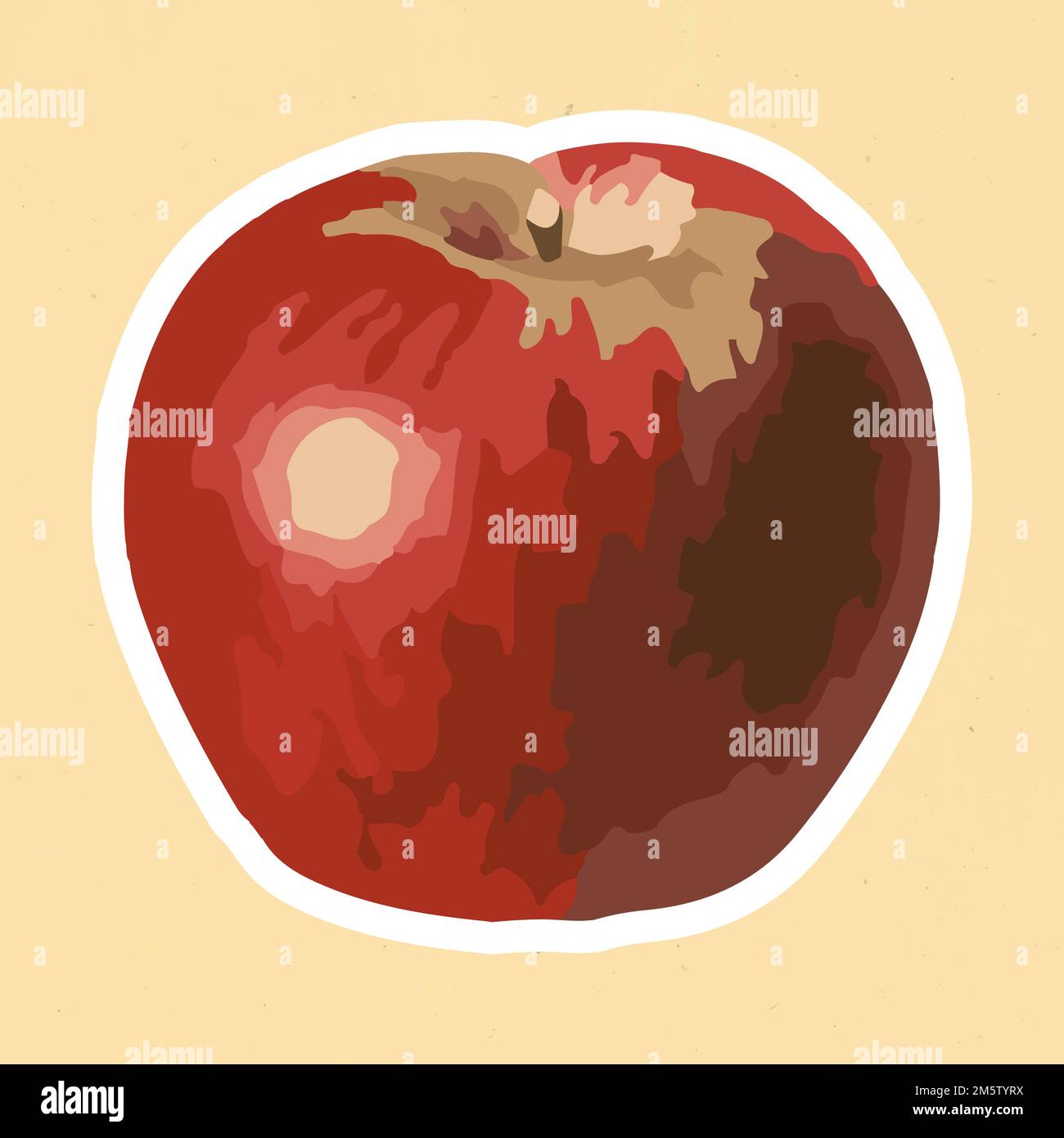 Vectorized red apple fruit sticker with white border design resource Stock Vector
