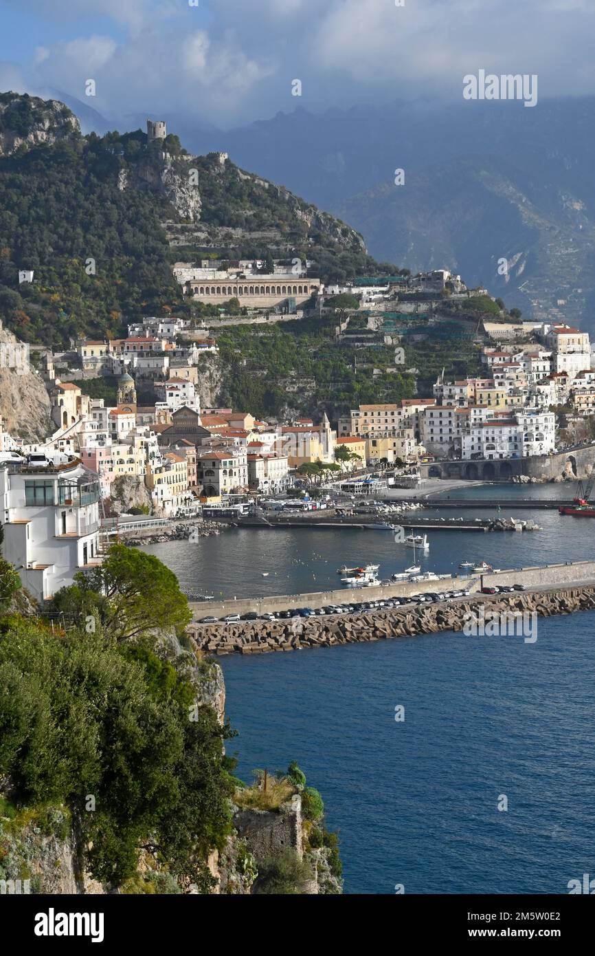 Amalfi town in Amalfi coast, Italy. panoramic view Stock Photo - Alamy