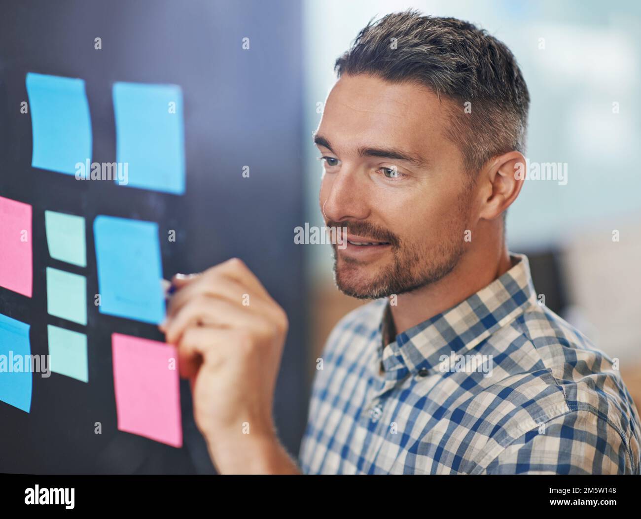 Sticky Notes Person Person and sticky notes on wall hi-res stock photography and images - Alamy