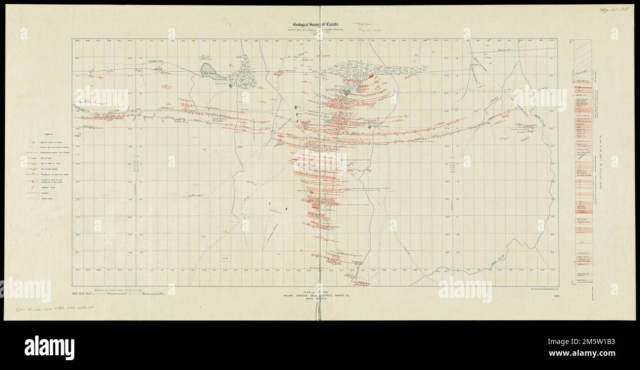 Plan and section, Mount Uniacke gold district, Hants Co., Nova Scotia