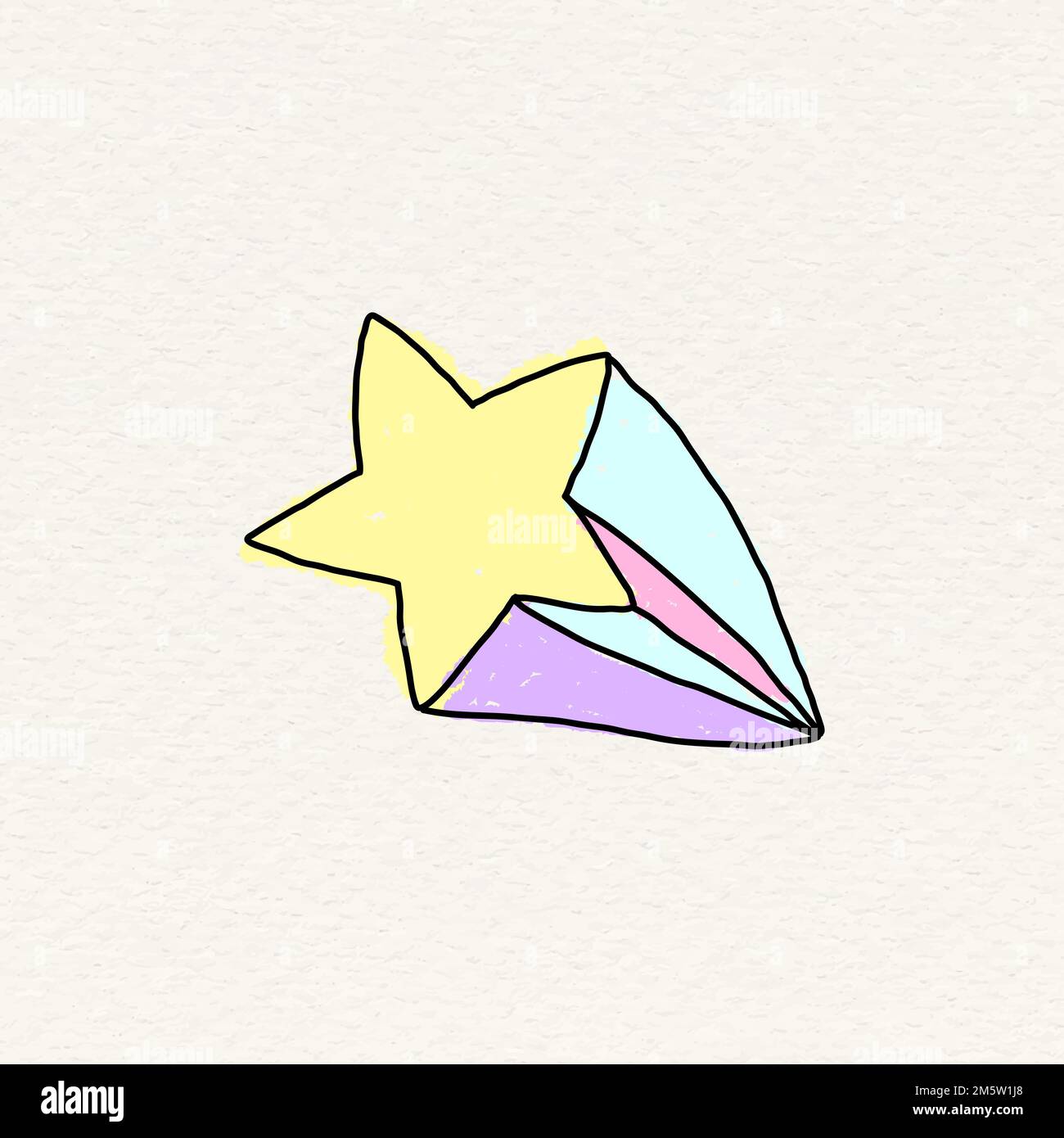 Hand drawn pastel shooting star on a beige background vector Stock