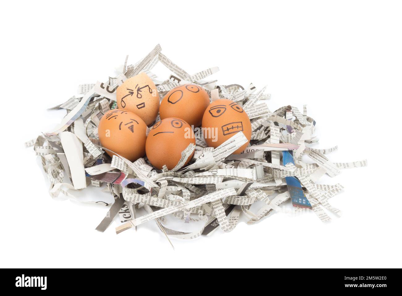 egg face on newspapers recycle Stock Photo Alamy