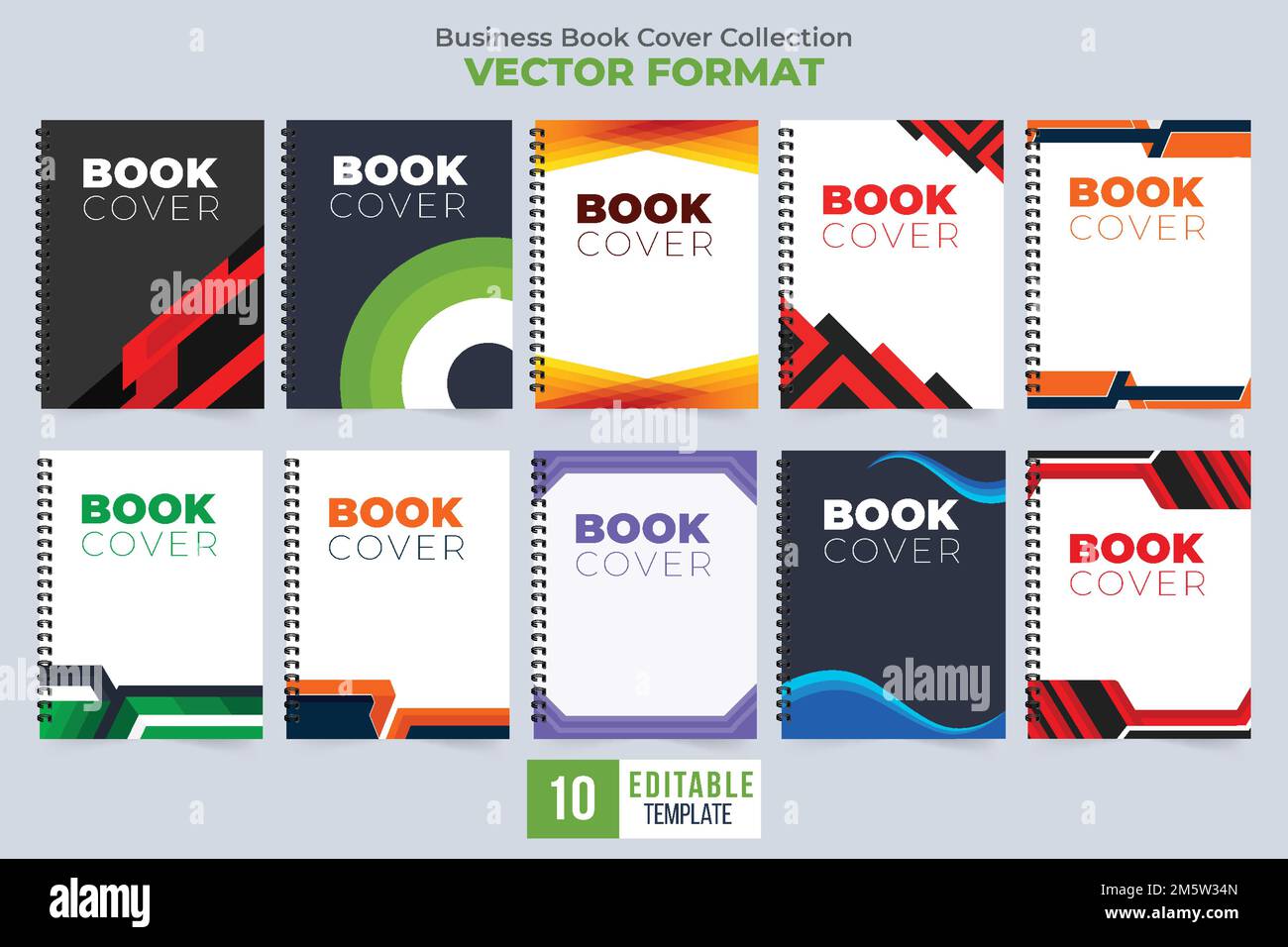 Business notebook cover design bundle with creative shapes. Office