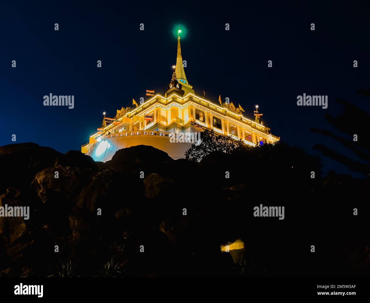 Wat Saket, The Golden Mount Temple, Travel Landmark of Bangkok, Thailand. Stock Photo