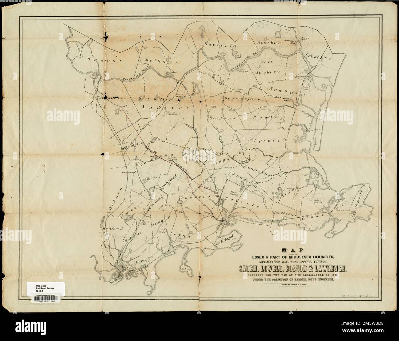 Map of parts of Essex & part of Middlesex counties, showing the rail