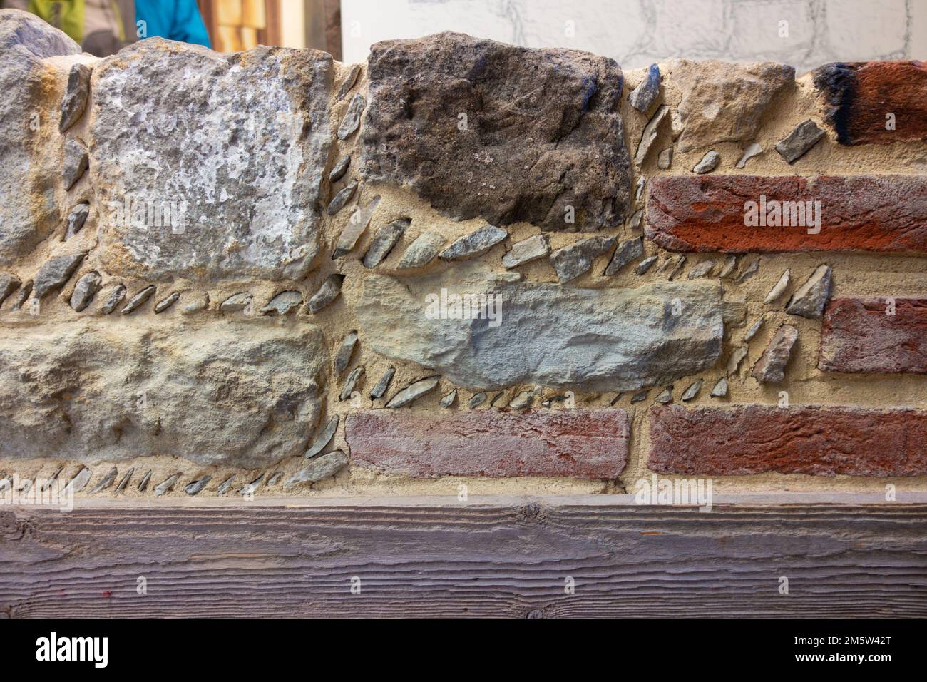 Demonstration of repairs to brickwork, Ightham mote, Kent, uk Stock Photo