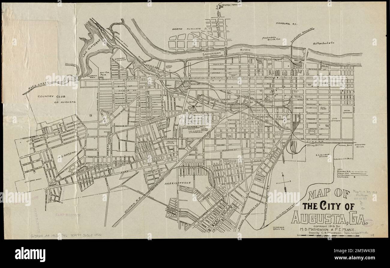 Map of the city of Augusta, Ga. Oriented with north towards the upper