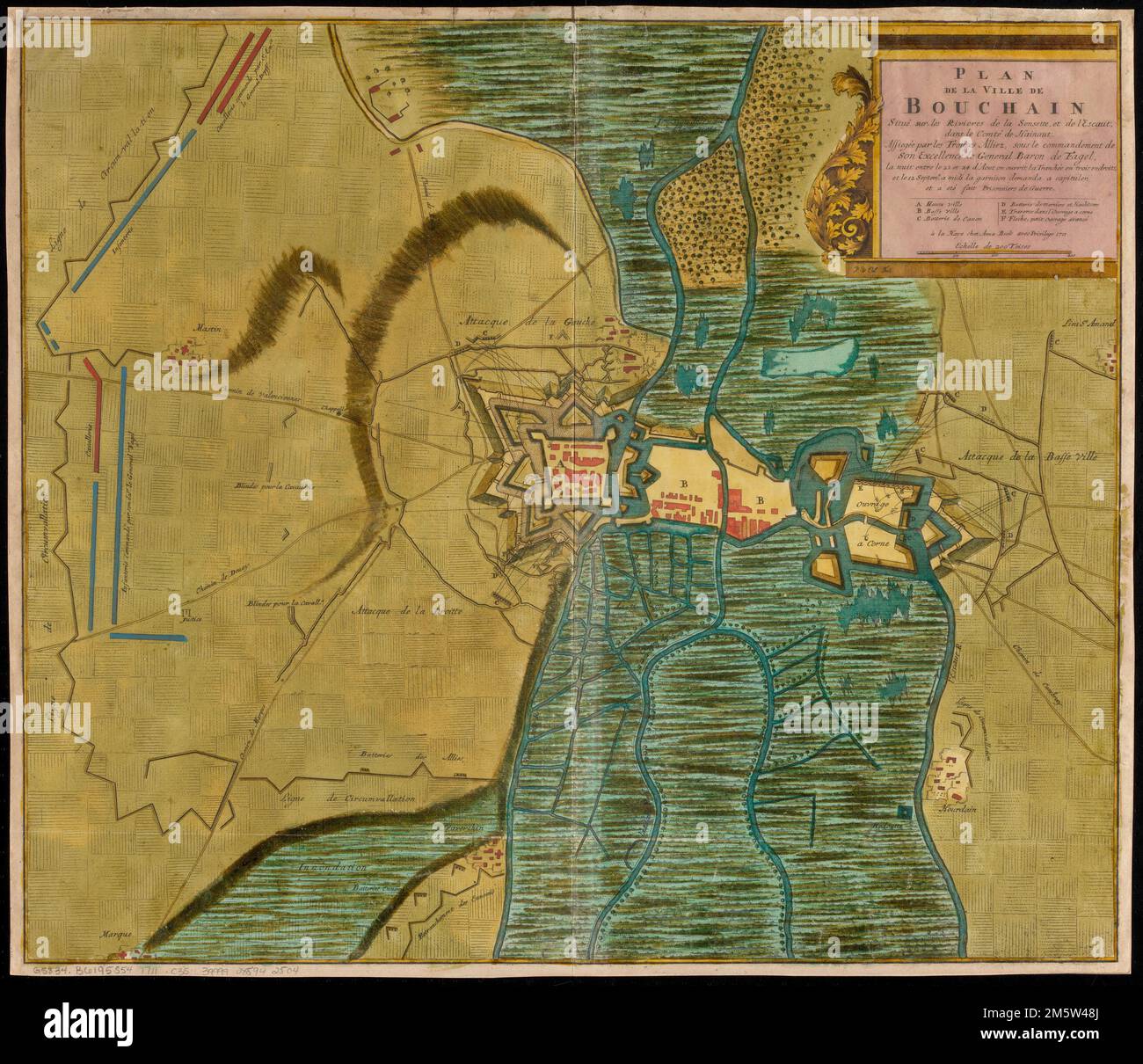 Estampe Carte du Bataille de Bouchain 12 septembre 1711 Estampe Carte du Bataille de Bouchain 12 septembre 1711
