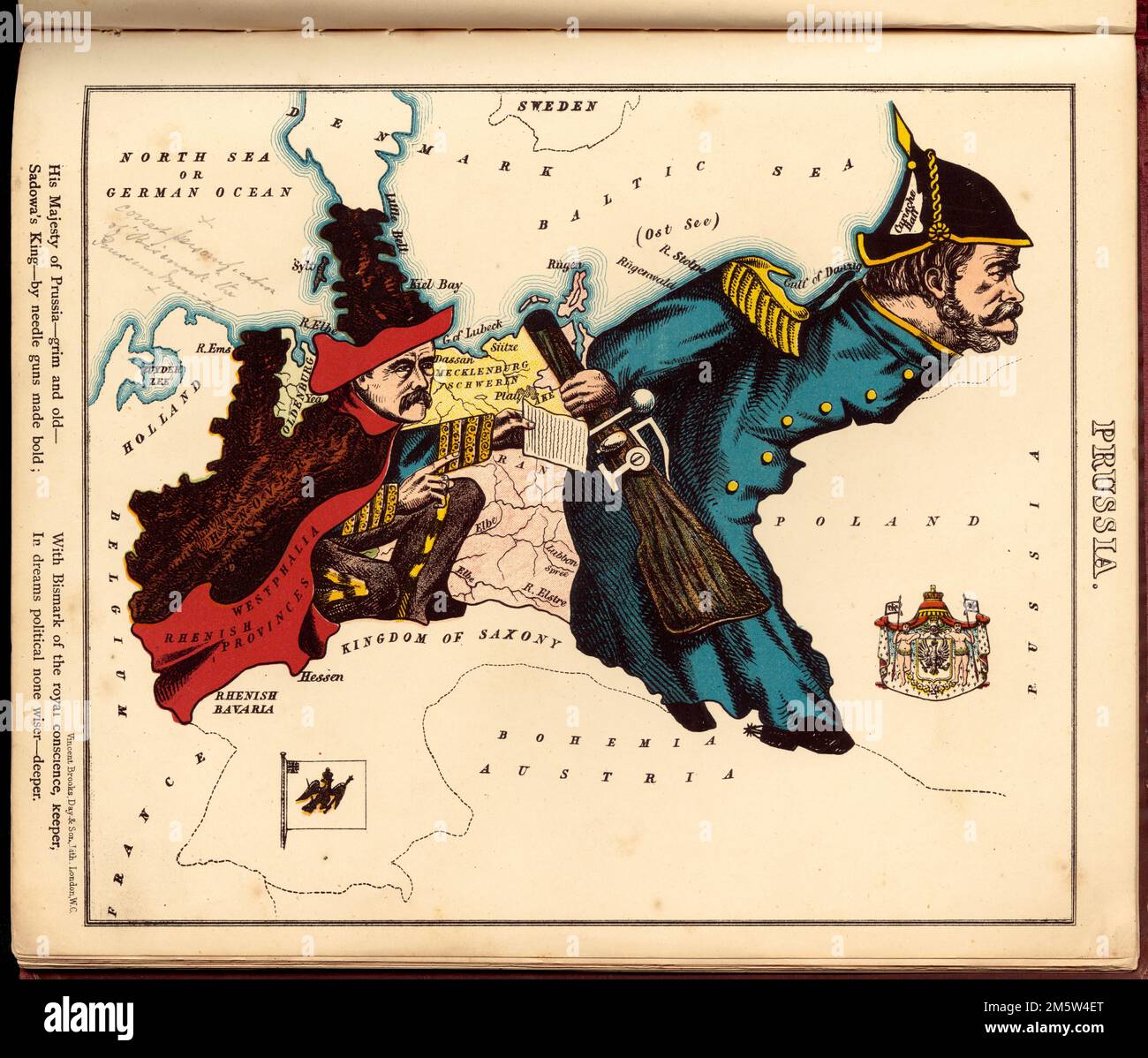 Prussia. Pictorial map depicting Prussia as Wilhelm I and Otto von
