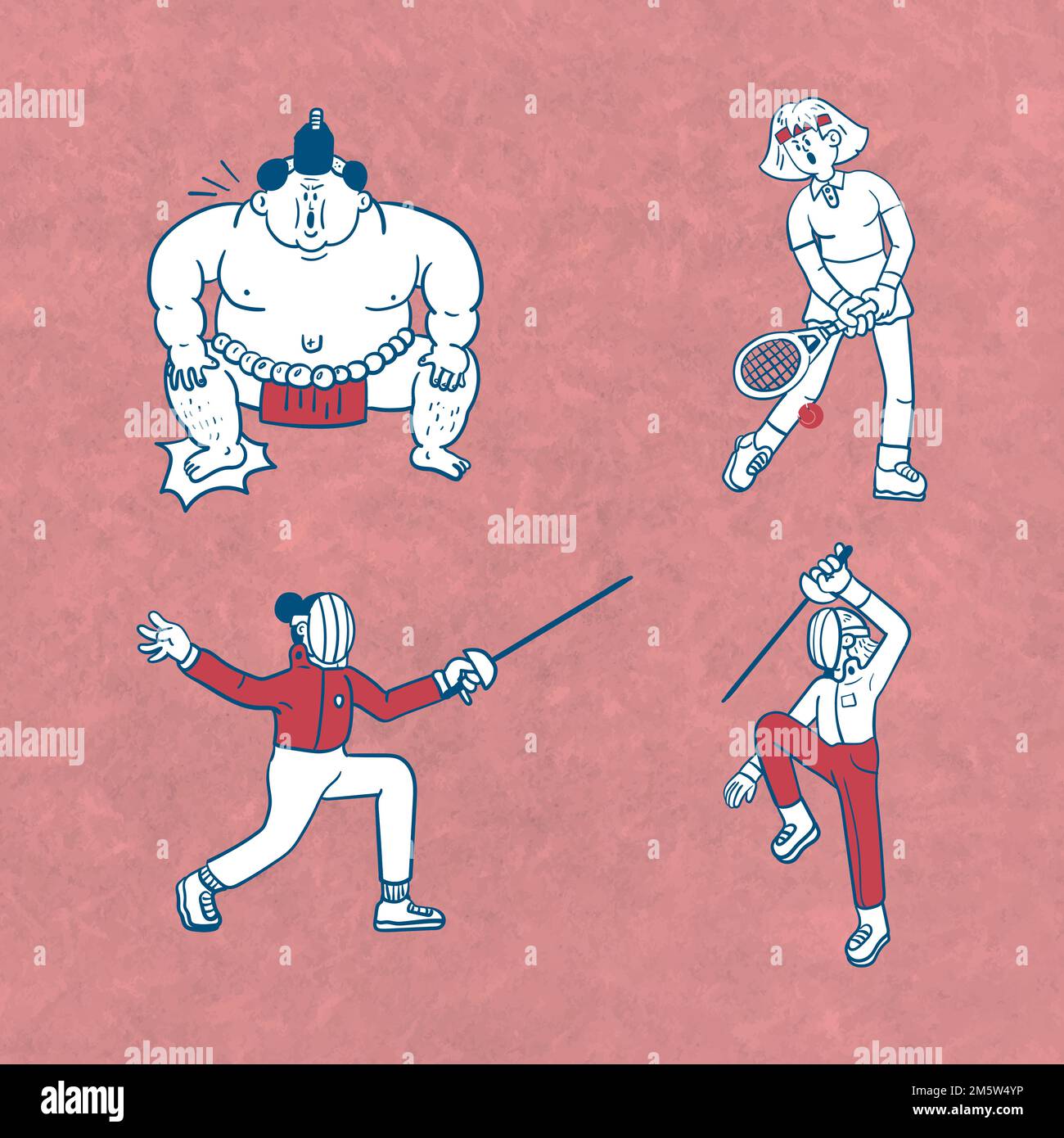 Athletes doodle character collection vector Stock Vector