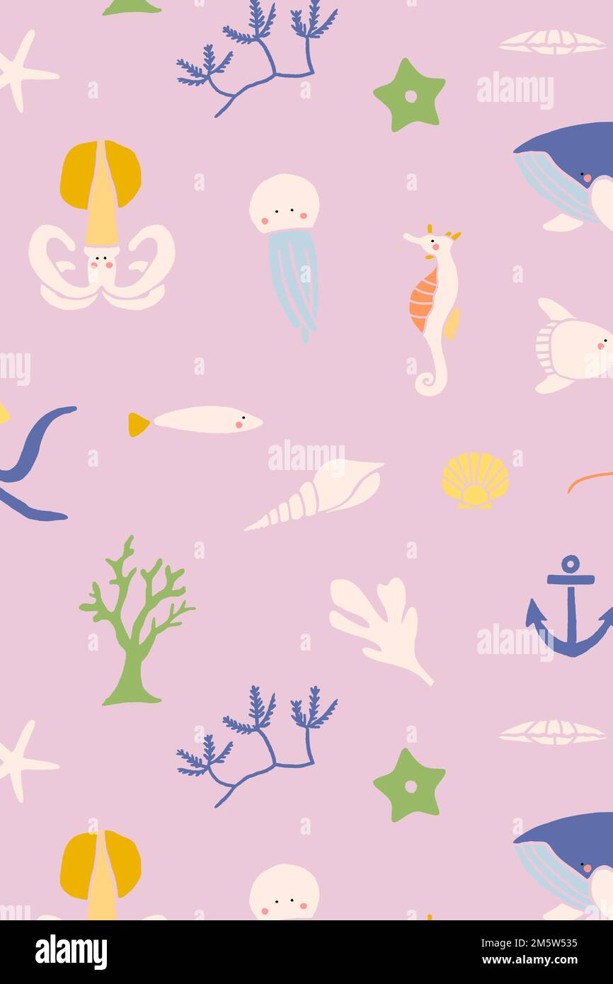 Underwater animals seamless pattern vector Stock Vector
